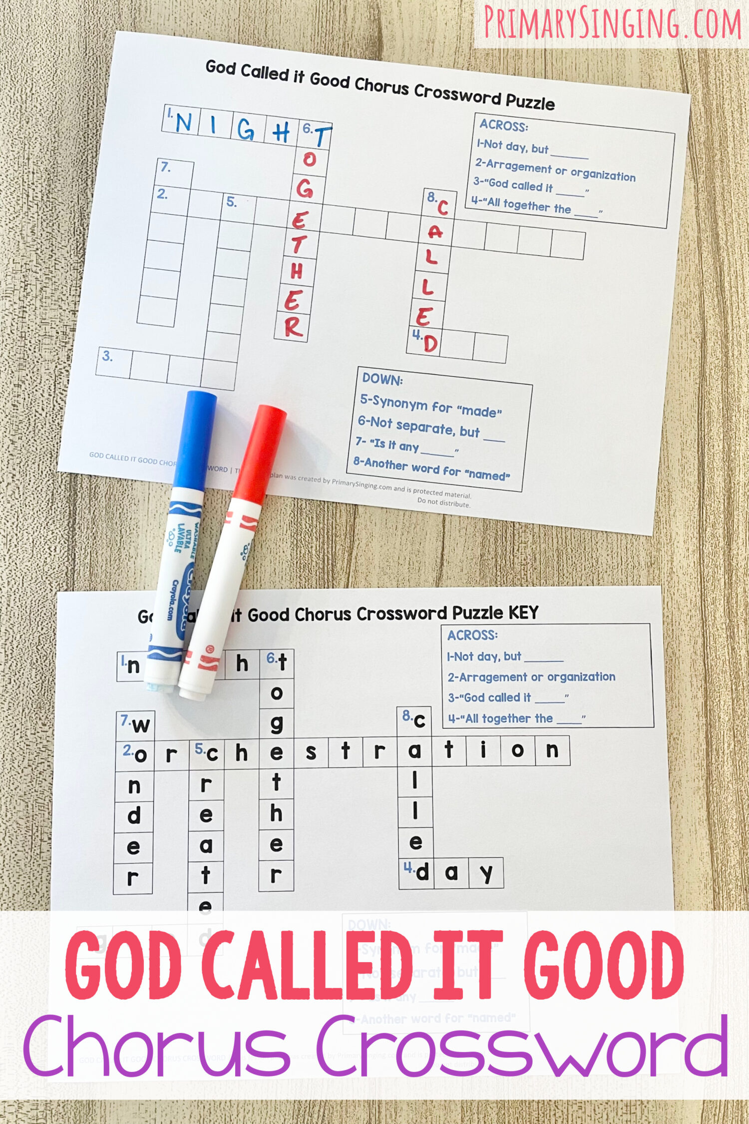 God Called it Good Crossword 1 God Called it Good Chorus Crossword - Complete this crossword with keyword clues for a fun way to review this Old Testament primary song with printable song helps for LDS Primary Music Leaders.