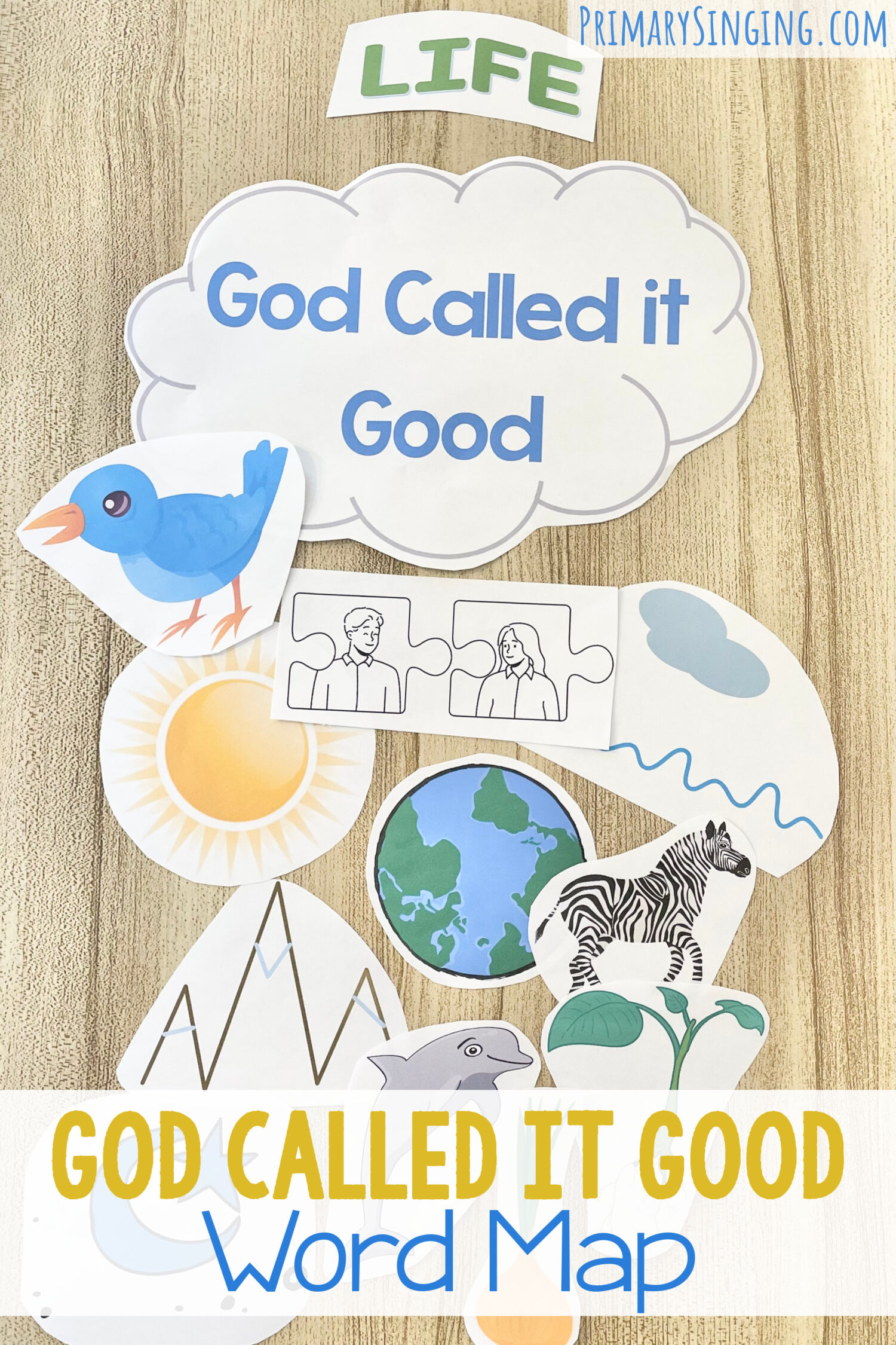 God Called it Good Word Map - Visualize the lyrics and create a map using pictures that represent the creation story as you teach this Old Testament primary song with printable song helps for LDS Primary Music Leaders and families.
