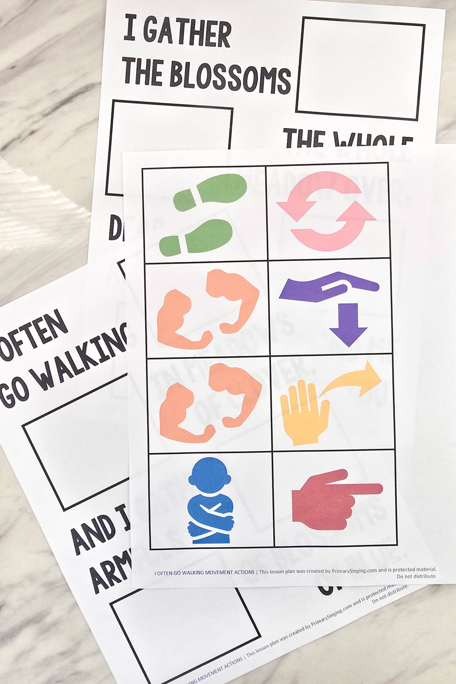 I Often Go Walking Movement Actions fun Singing Time activity to help the kids easily remember the song lyrics as you add actions for the keywords of each phrase! Printable song helps for LDS Primary Music Leaders teaching this sweet Mother's Day song.