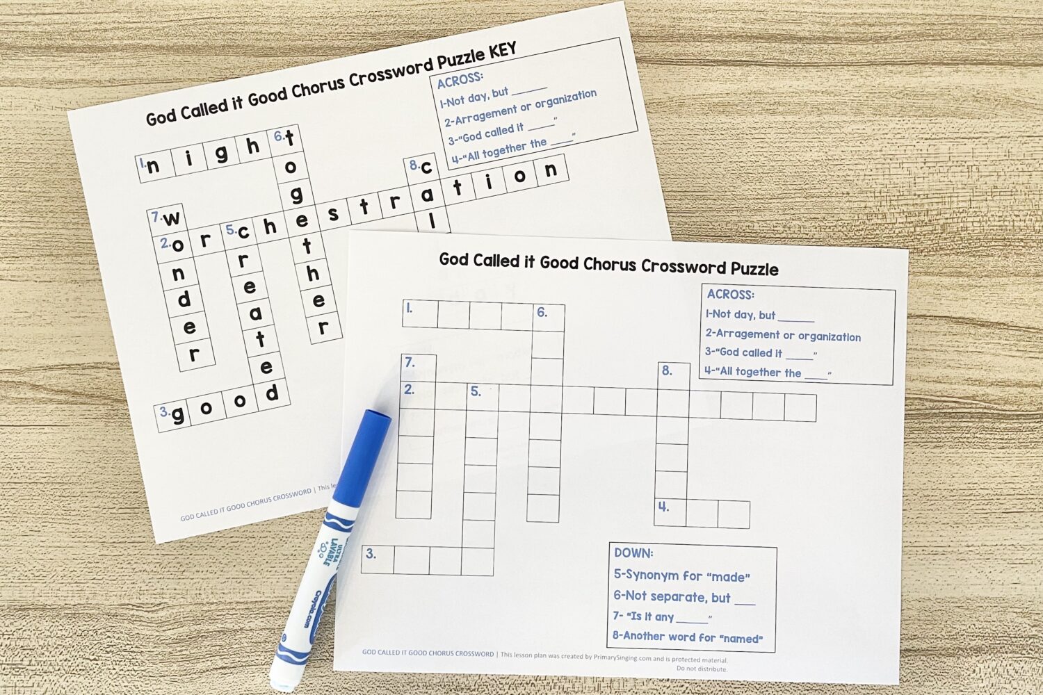 God Called it Good Crossword 7 God Called it Good Chorus Crossword - Complete this crossword with keyword clues for a fun way to review this Old Testament primary song with printable song helps for LDS Primary Music Leaders.