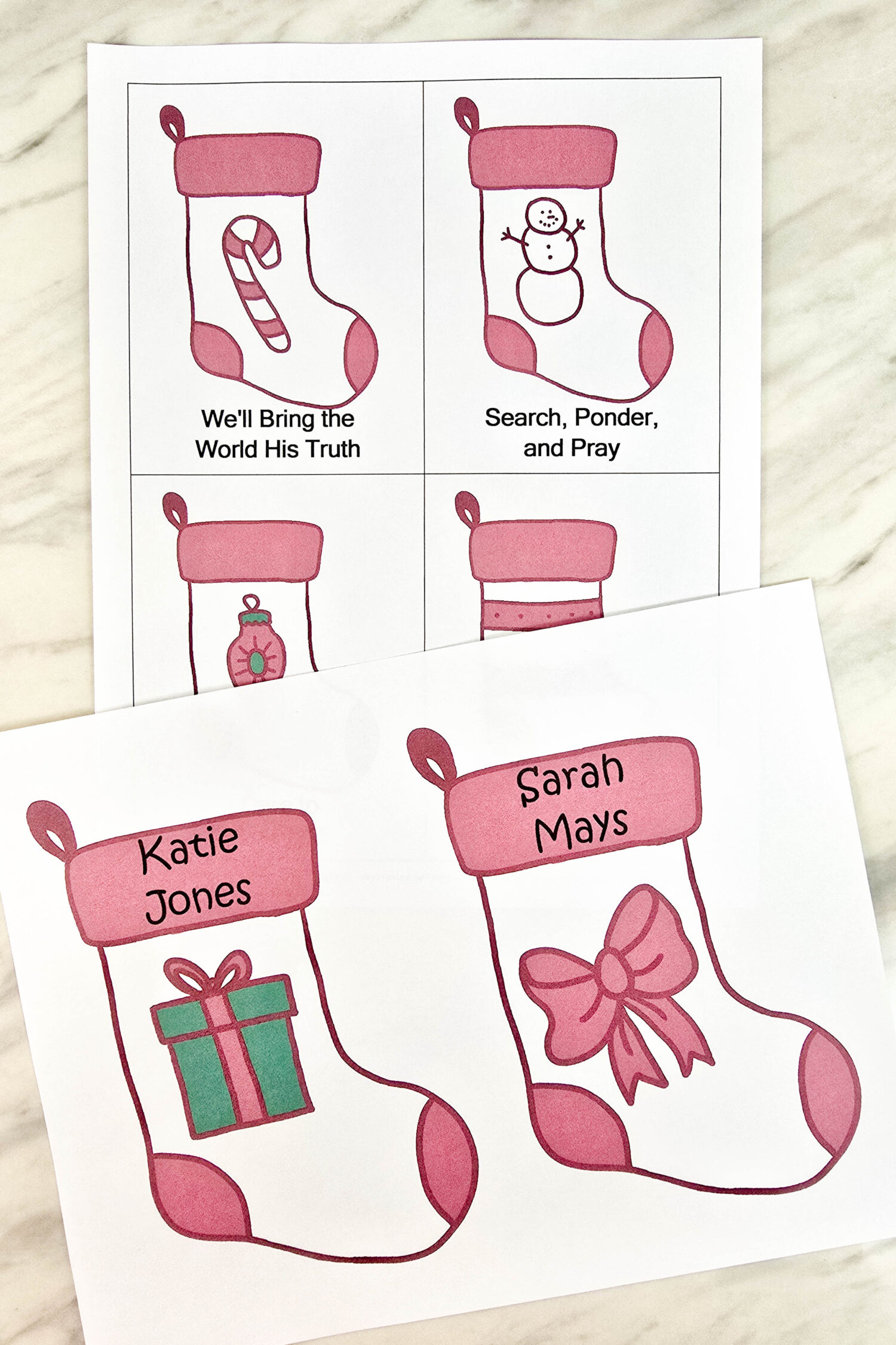 Christmas Pick a Stocking Singing Time activity - Hide a fun themed way to sing card behind a stocking or a mix of songs! Let the children pick a stocking to reveal the way to sing your song to review next! Printable song helps for LDS Primary Music leaders.