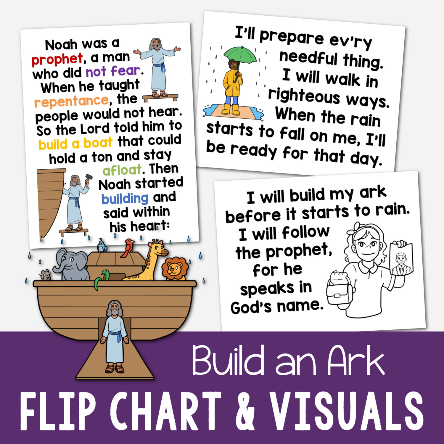 Build an Ark Flip Chart for singing time - Custom illustrated song chart for LDS Primary music leaders.