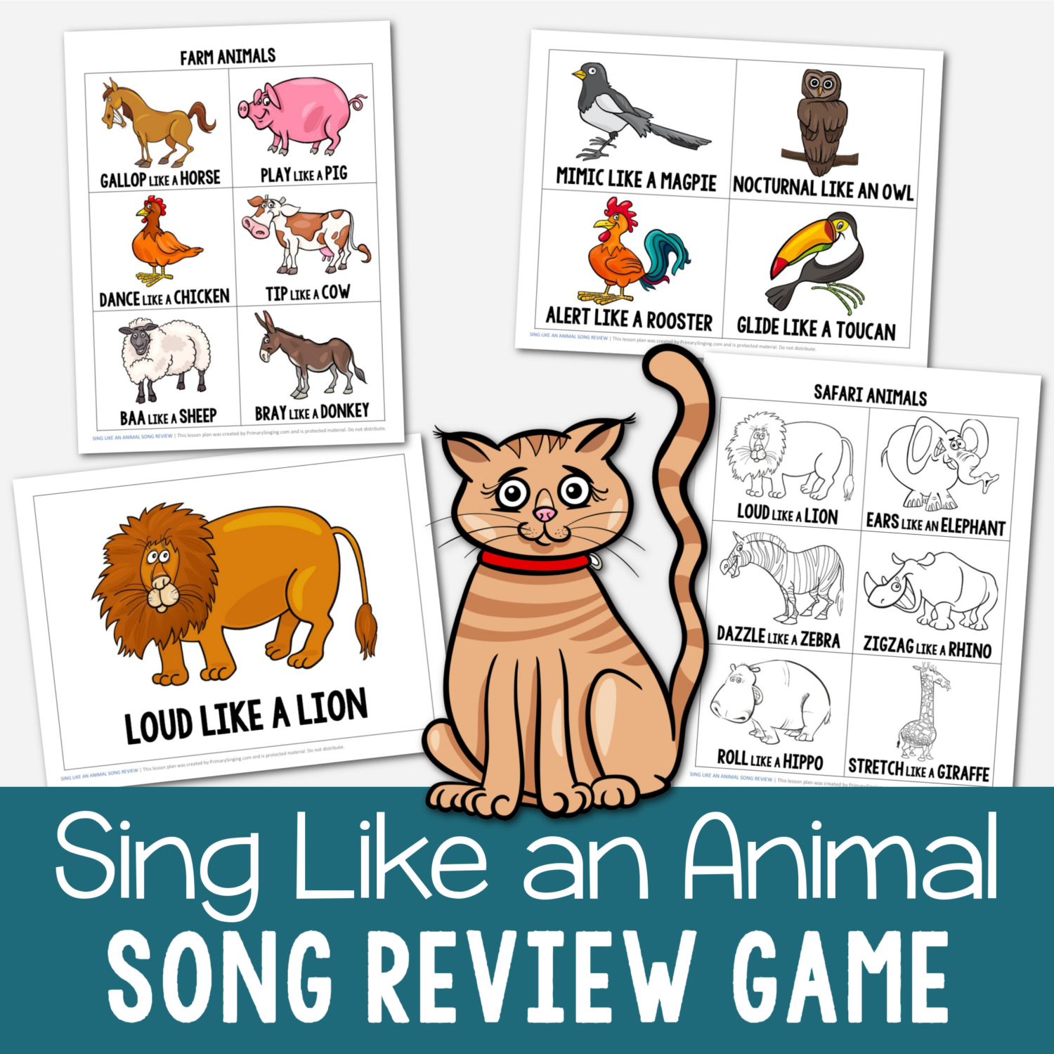 Sing Like an Animal Review Game - Use this fun game in Singing Time to review a song of your choice or a mix of songs. Pick an animal card and sing with their fun and silly ways to sing!