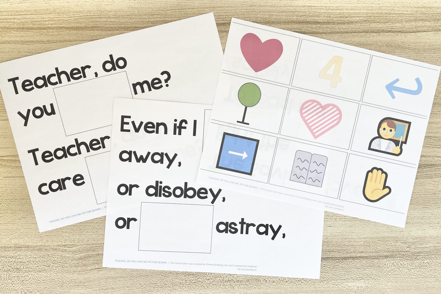 Teacher, Do You Love Me Picture Blanks 7 Teacher, Do You Love Me Picture Blanks - Fill in each missing blank with the correct image for a fun way to review this primary song with printable song helps for LDS Primary Music Leaders.