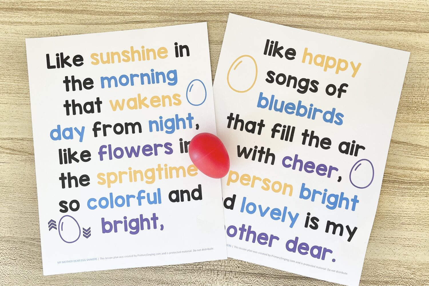 My Mother Dear Egg Shakers 6 My Mother Dear Egg Shakers - Shake on keywords for a fun way to engage your primary children as you review this sweet Mother's Day song with printable song helps for LDS Primary Music Leaders.