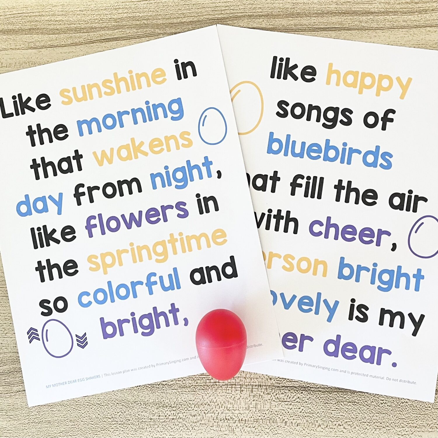 My Mother Dear Egg Shakers 4 My Mother Dear Egg Shakers - Shake on keywords for a fun way to engage your primary children as you review this sweet Mother's Day song with printable song helps for LDS Primary Music Leaders.
