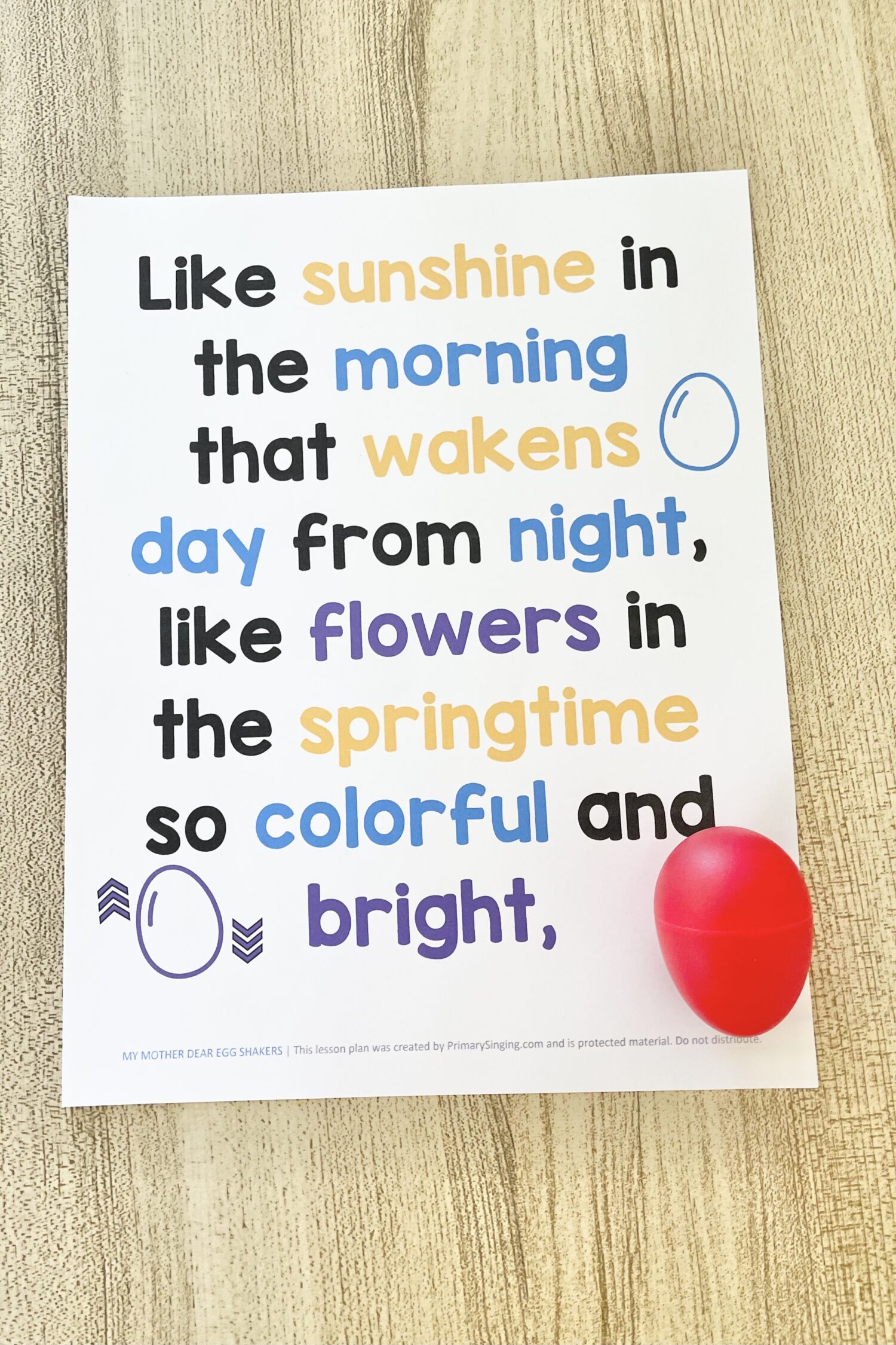 My Mother Dear Egg Shakers 3 My Mother Dear Egg Shakers - Shake on keywords for a fun way to engage your primary children as you review this sweet Mother's Day song with printable song helps for LDS Primary Music Leaders.