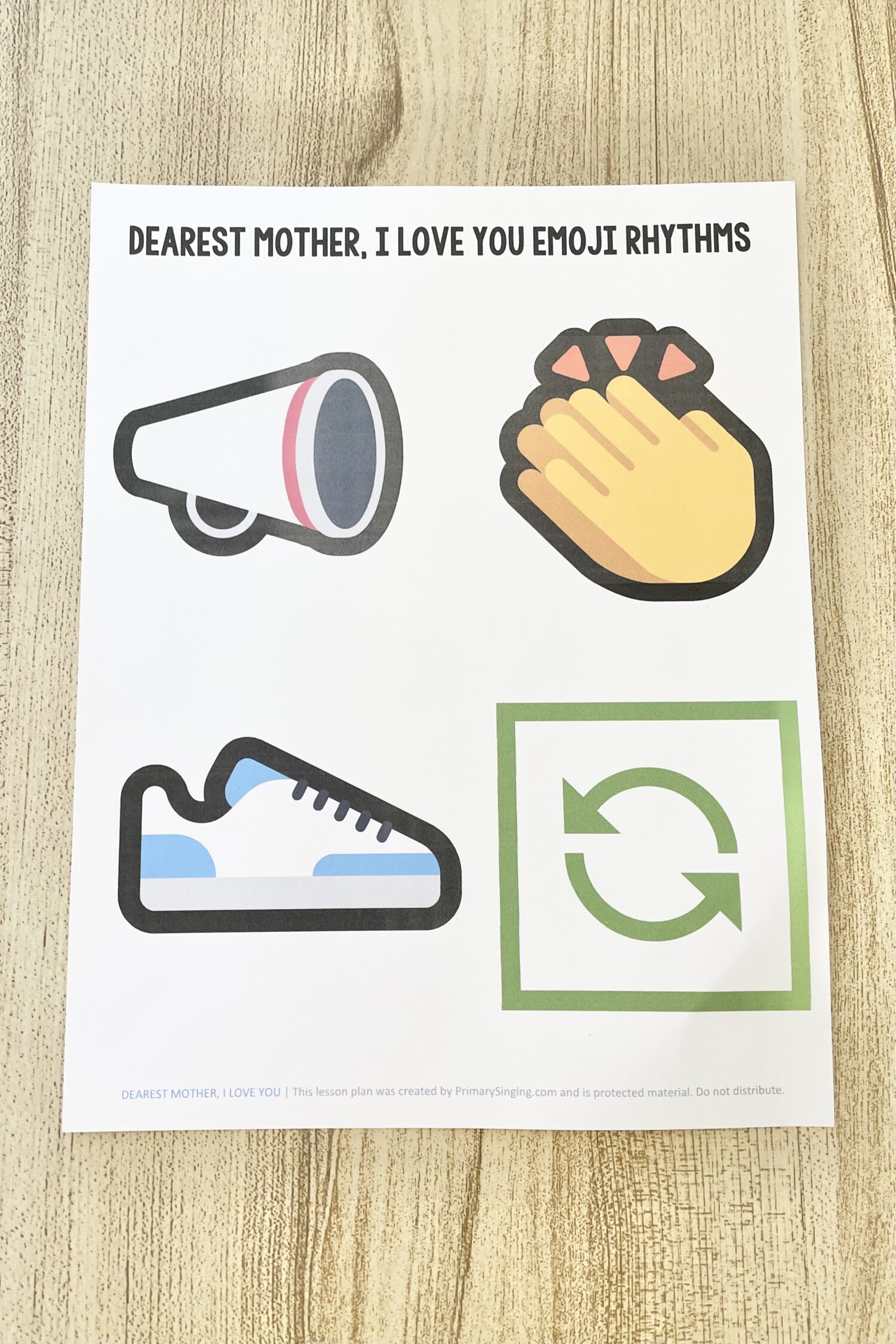 Dearest Mother, I Love You Emoji Rhythms 2 Dearest Mother, I Love You Emoji Rhythms - Pair keywords with simple movements for a fun way to review this Mother's Day song in primary. Includes printable song helps for LDS Primary Music Leaders.