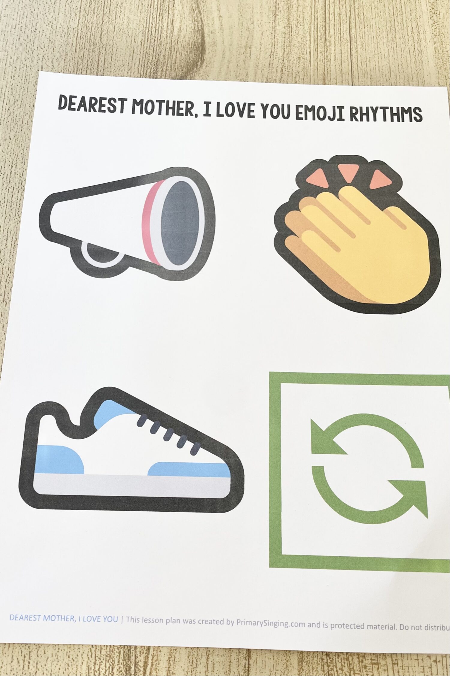 Dearest Mother, I Love You Emoji Rhythms 4 Dearest Mother, I Love You Emoji Rhythms - Pair keywords with simple movements for a fun way to review this Mother's Day song in primary. Includes printable song helps for LDS Primary Music Leaders.