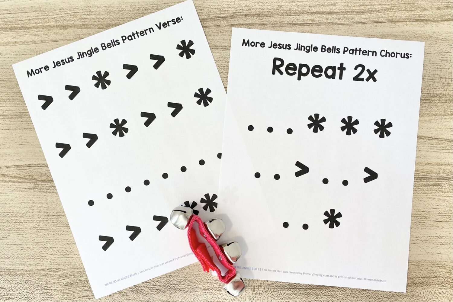 More Jesus Jingle Bells Pattern - Shake along with this fun rhythm pattern as you teach this primary song with printable song helps for LDS Primary Music Leaders and families.