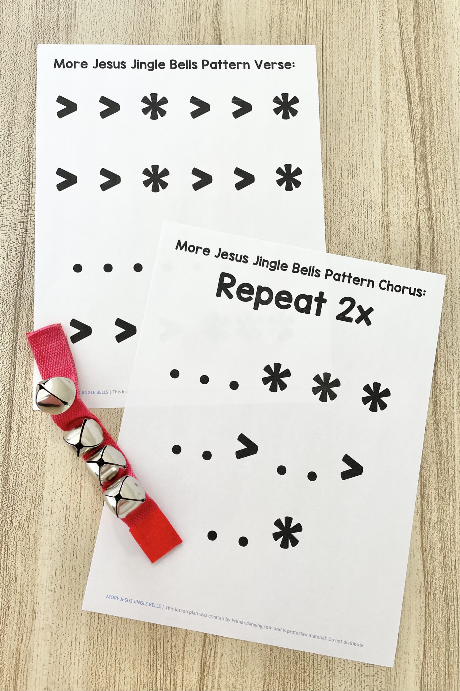 More Jesus Jingle Bells Pattern - Shake along with this fun rhythm pattern as you teach this primary song with printable song helps for LDS Primary Music Leaders and families.