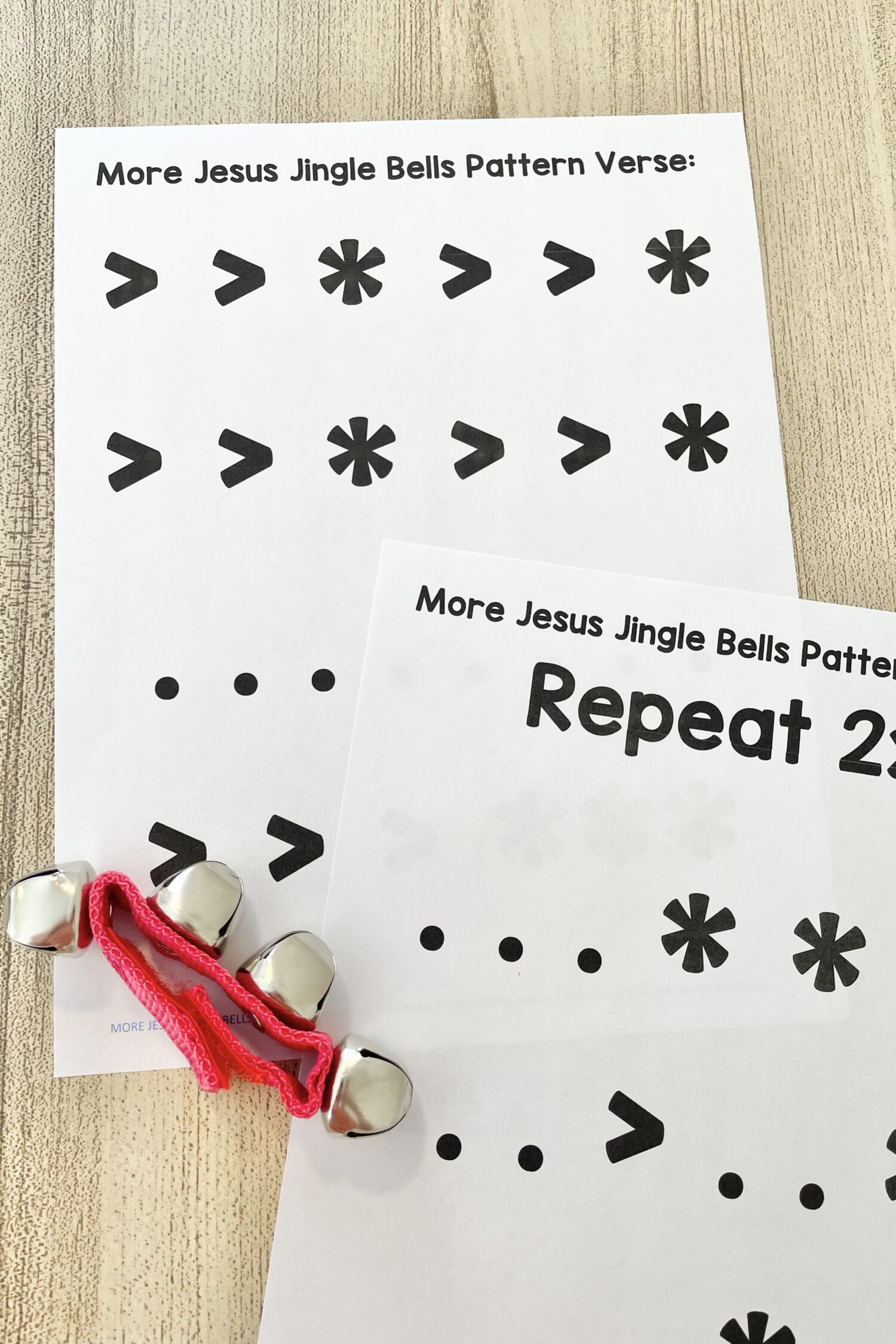 More Jesus Jingle Bells Pattern - Shake along with this fun rhythm pattern as you teach this primary song with printable song helps for LDS Primary Music Leaders and families.