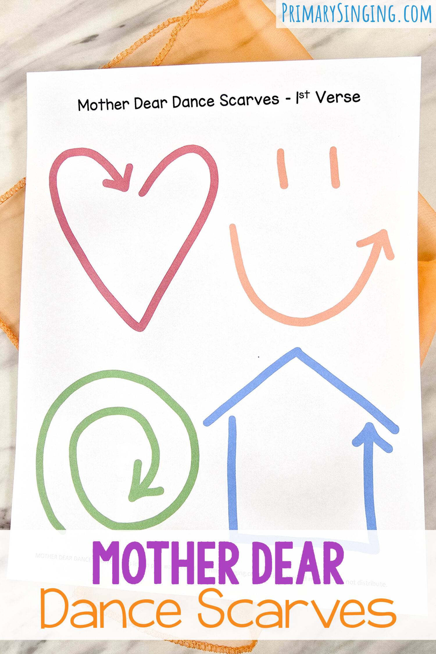 Mother Dear Dance Scarves 1 Mother Dear Dance Scarves fun singing time activity - move your dance scarve in the air to represent shapes tied to each line of the song lyrics! Fun and engaging lesson plan for LDS Primary music leaders for this sweet Mother's Day song.