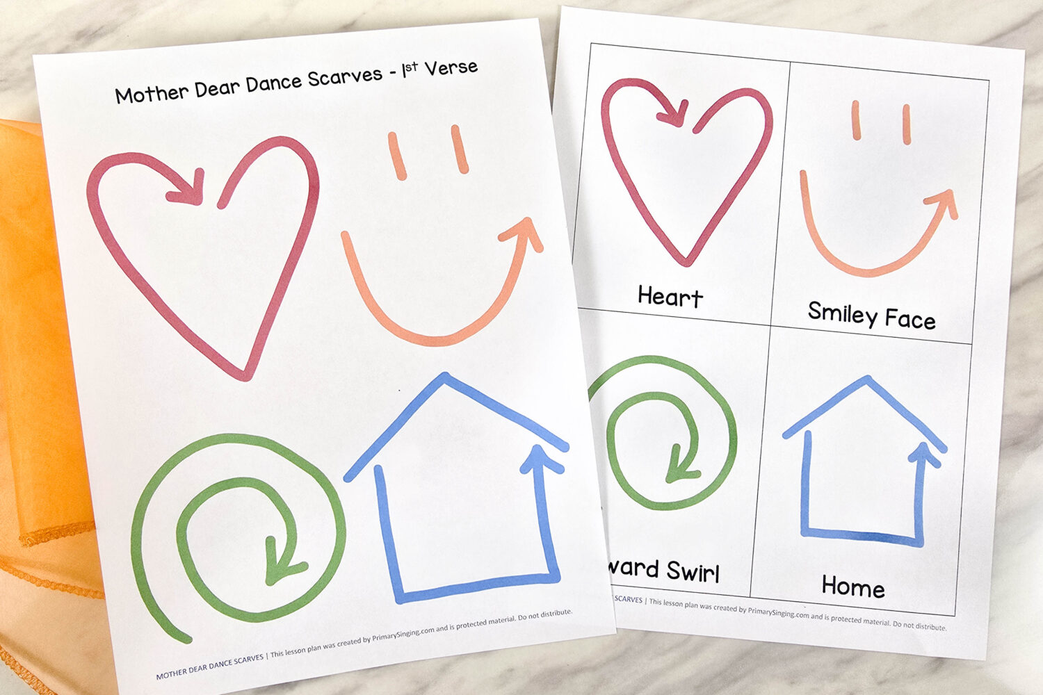 Mother Dear Dance Scarves 6 Mother Dear Dance Scarves fun singing time activity - move your dance scarve in the air to represent shapes tied to each line of the song lyrics! Fun and engaging lesson plan for LDS Primary music leaders for this sweet Mother's Day song.