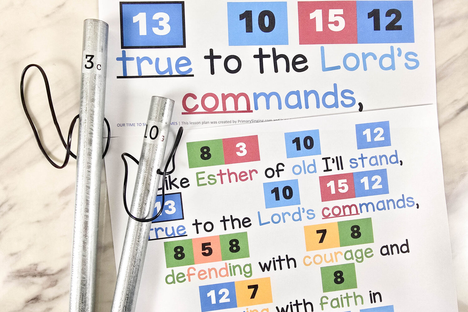 Our Time to Shine Pipe Chimes Singing Time Ideas - Ring the chimes on the hero names and keywords as you sing through this lovely Primary song! Plus alternate for hand bells. Printable song helps for LDS Primary music leaders.