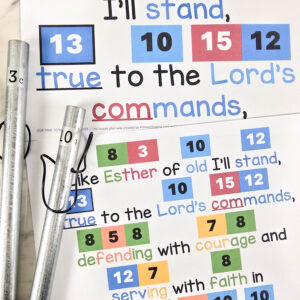 Our Time to Shine Pipe Chimes Singing Time Ideas - Ring the chimes on the hero names and keywords as you sing through this lovely Primary song! Plus alternate for hand bells. Printable song helps for LDS Primary music leaders.