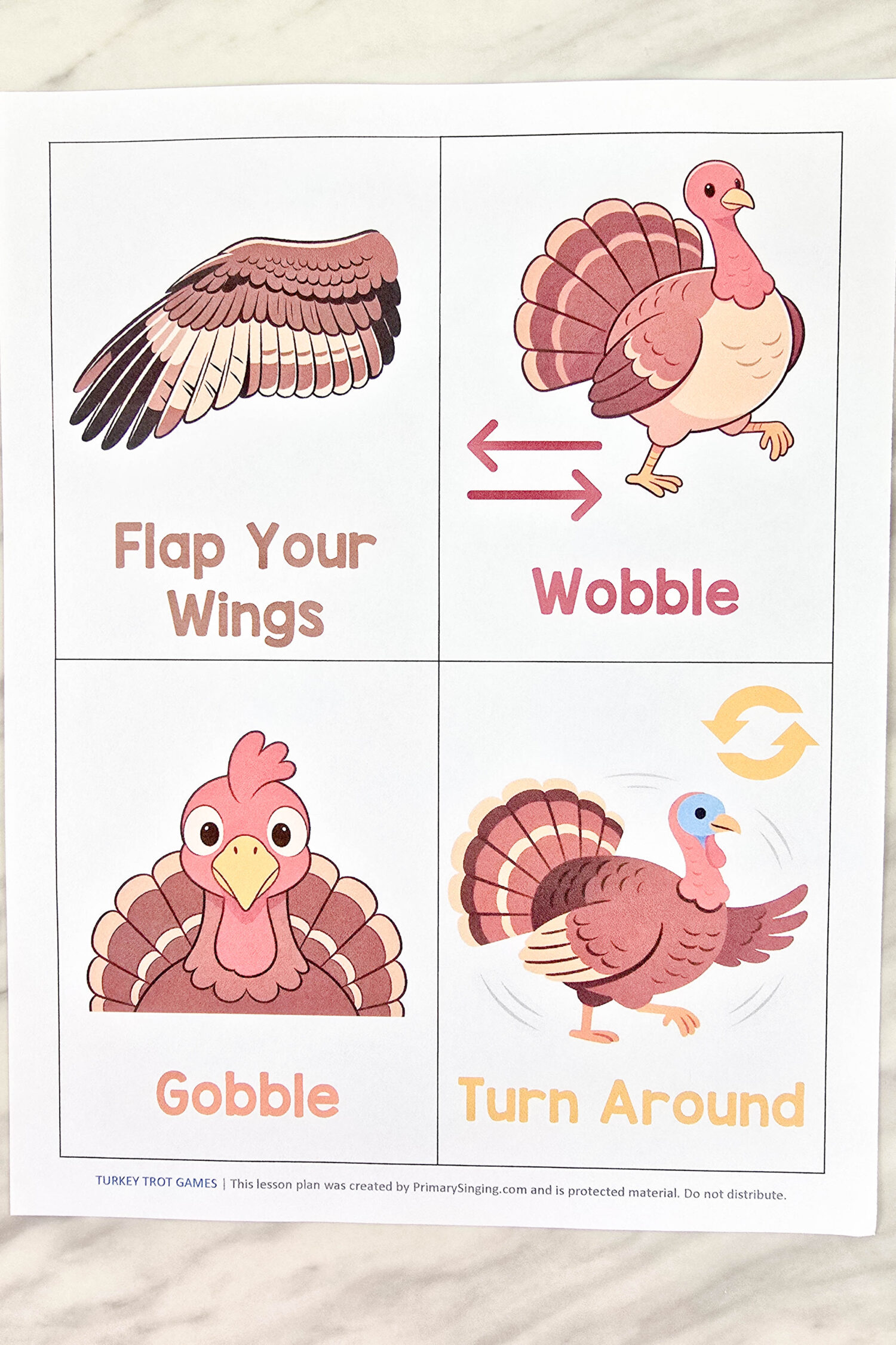 6 Easy Thanksgiving Turkey Trot Activities for Kids 3 Thanksgiving Turkey Trot Games Fun activities for LDS Primary Singing Time! Try these fun turkey themed dance moves, movement cards, a cake walk, even a relay race obstacle course! There are 6 different games to try to best fit your unique Primary.