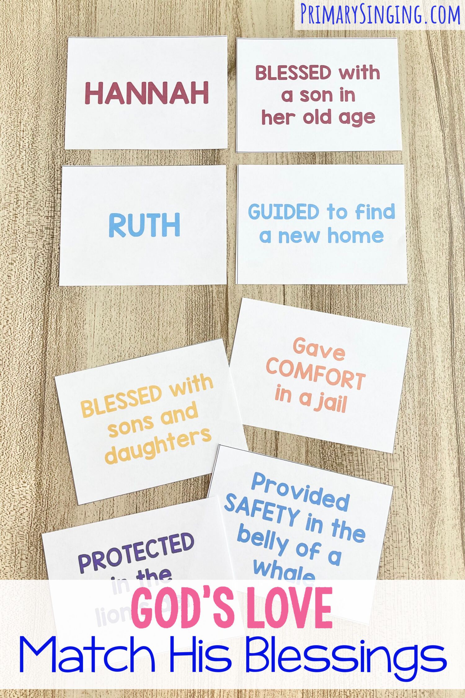 God's Love Match His Blessings - Match each name to the blessing they received from God for a neat way to focus on the message of this primary song. Includes printable matching game for LDS Primary Music Leaders and families.