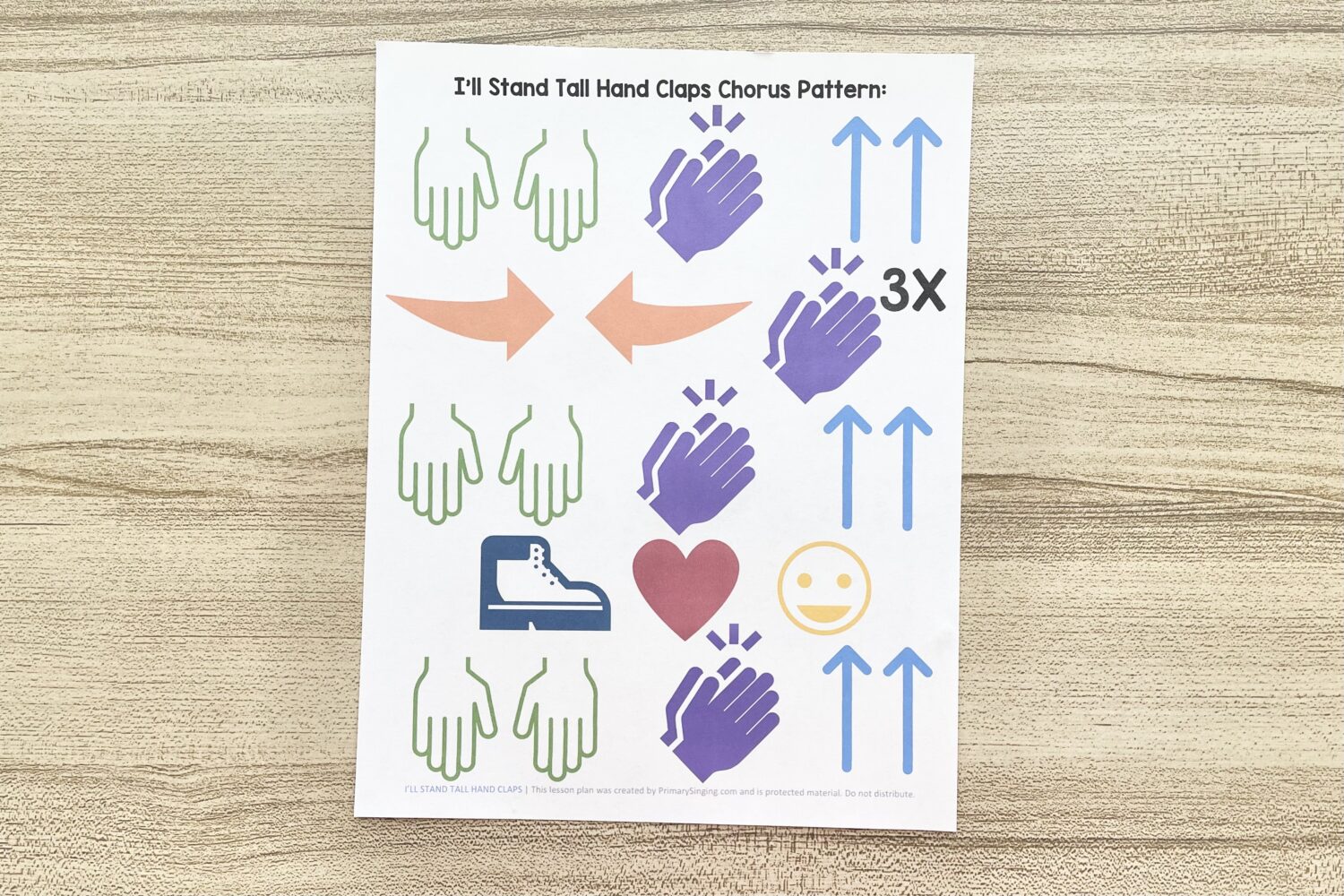 I'll Stand Tall Flip Chart 5 I'll Stand Tall Hand Claps - Follow along with this fun clapping pattern with repeating actions to get everyone involved during singing time!