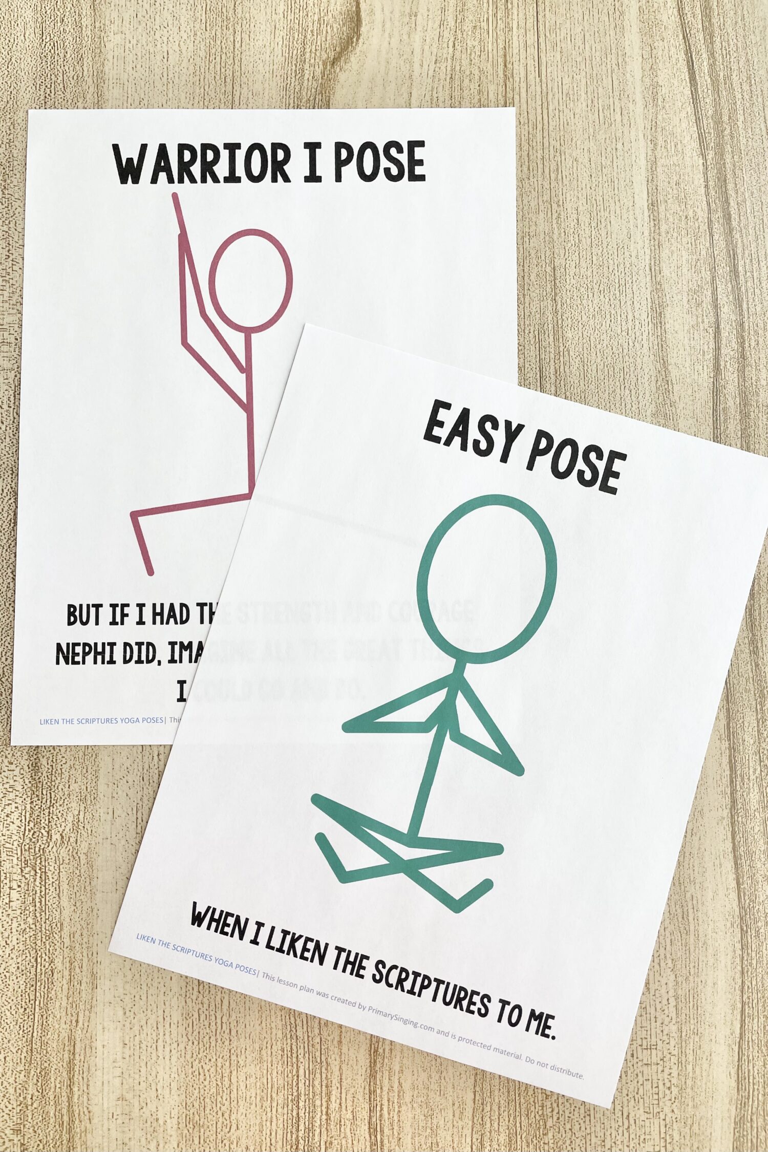 Liken the Scriptures Yoga Poses - Try these simple yoga poses for a unique way to add calm movement as you review this primary song with printable yoga pose posters for LDS Primary Music Leaders.