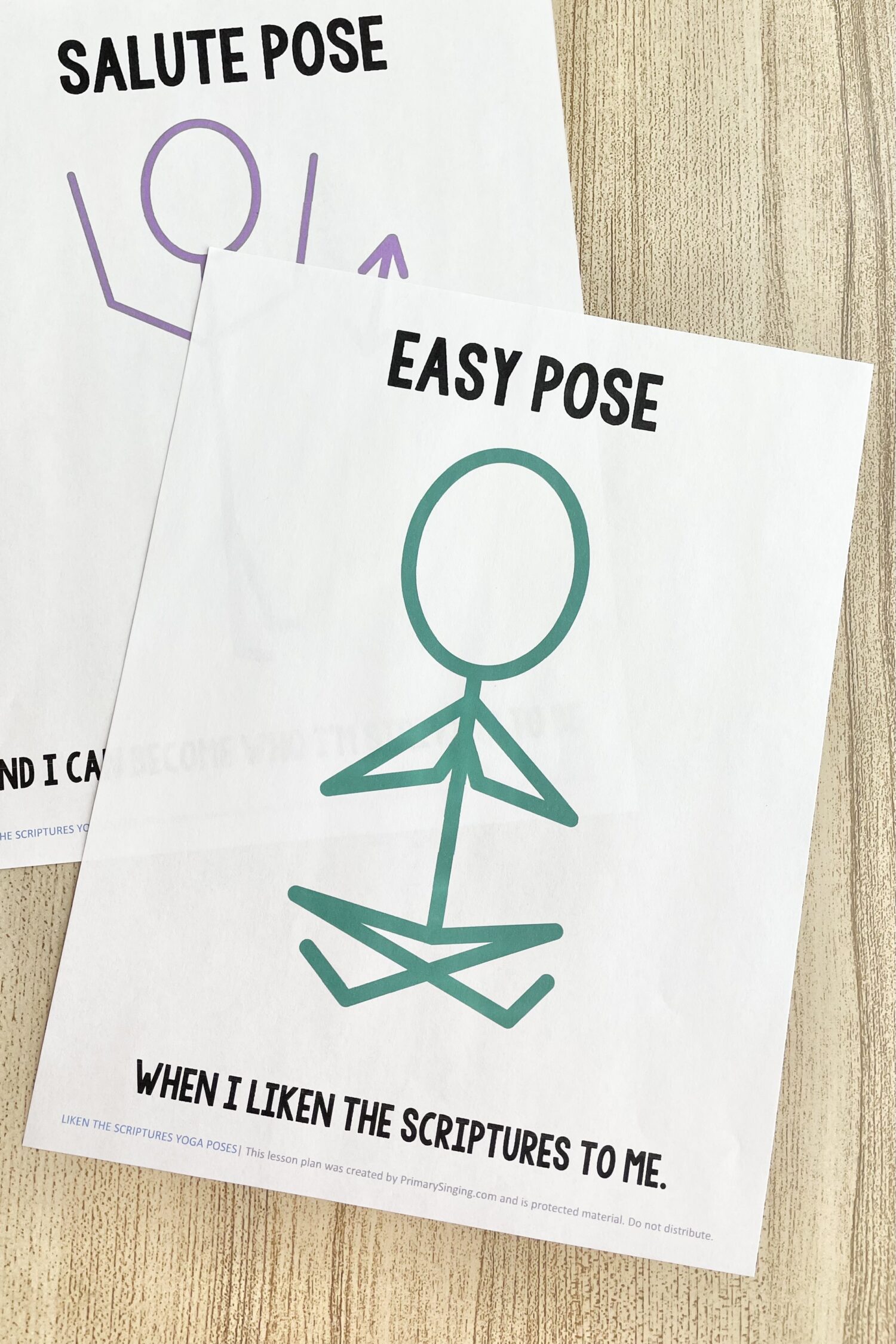 Liken the Scriptures Yoga Poses - Try these simple yoga poses for a unique way to add calm movement as you review this primary song with printable yoga pose posters for LDS Primary Music Leaders.