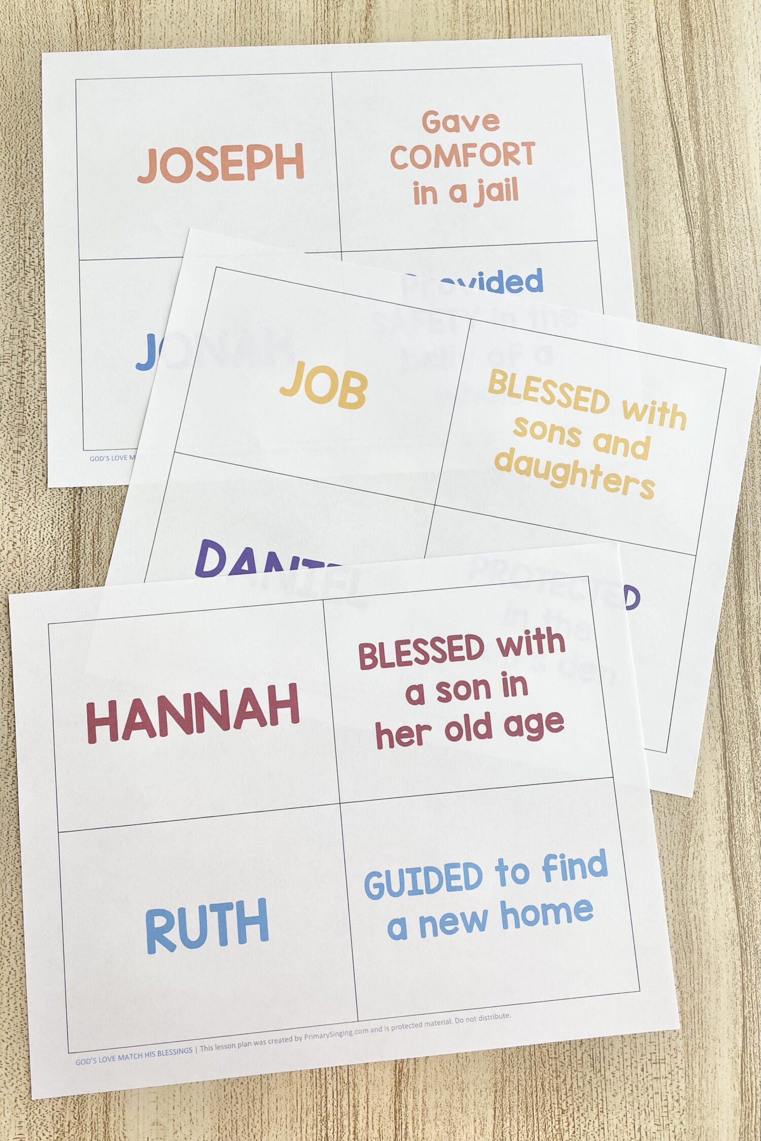 God's Love Match His Blessings - Match each name to the blessing they received from God for a neat way to focus on the message of this primary song. Includes printable matching game for LDS Primary Music Leaders and families.