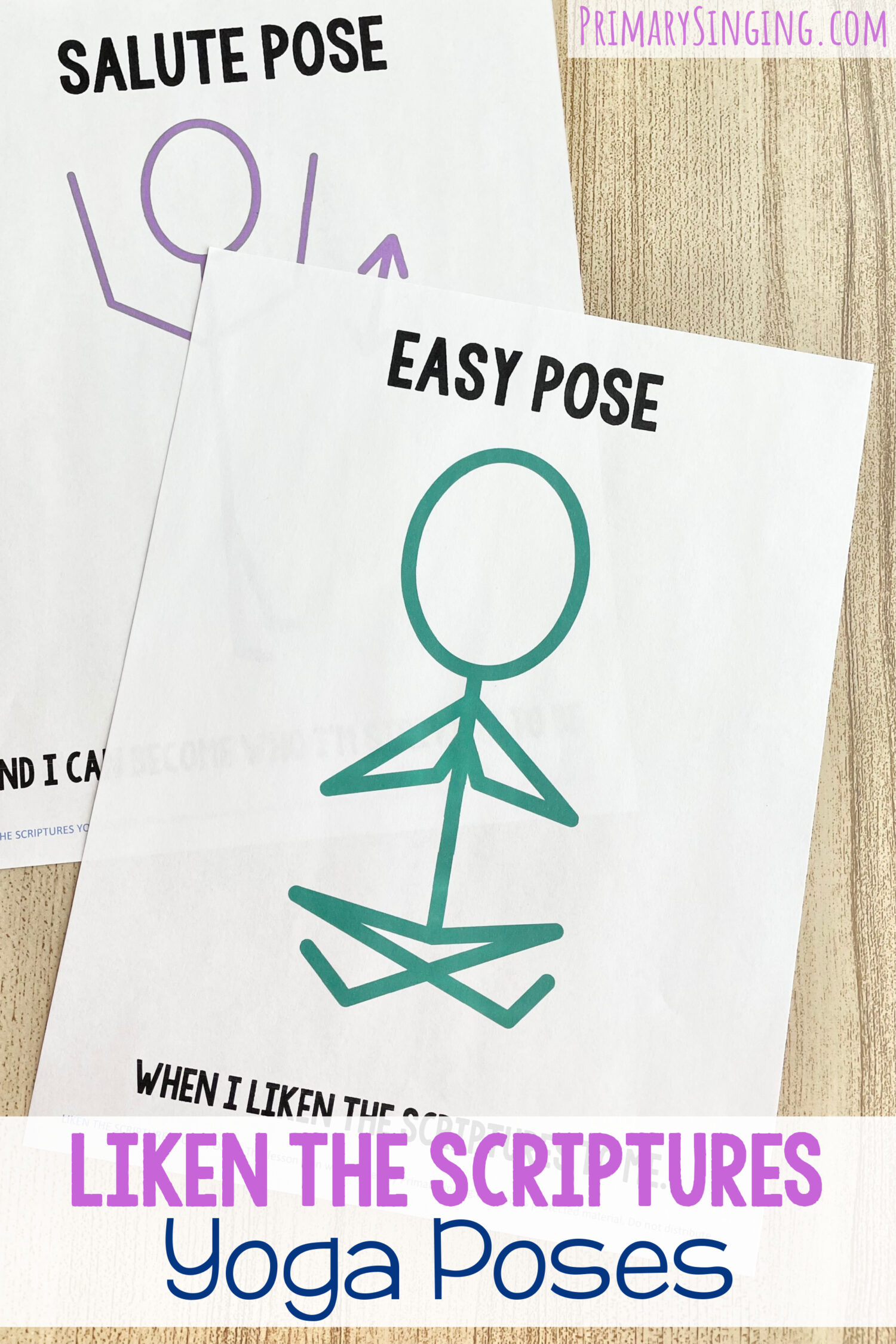 Liken the Scriptures Yoga Poses - Try these simple yoga poses for a unique way to add calm movement as you review this primary song with printable yoga pose posters for LDS Primary Music Leaders.