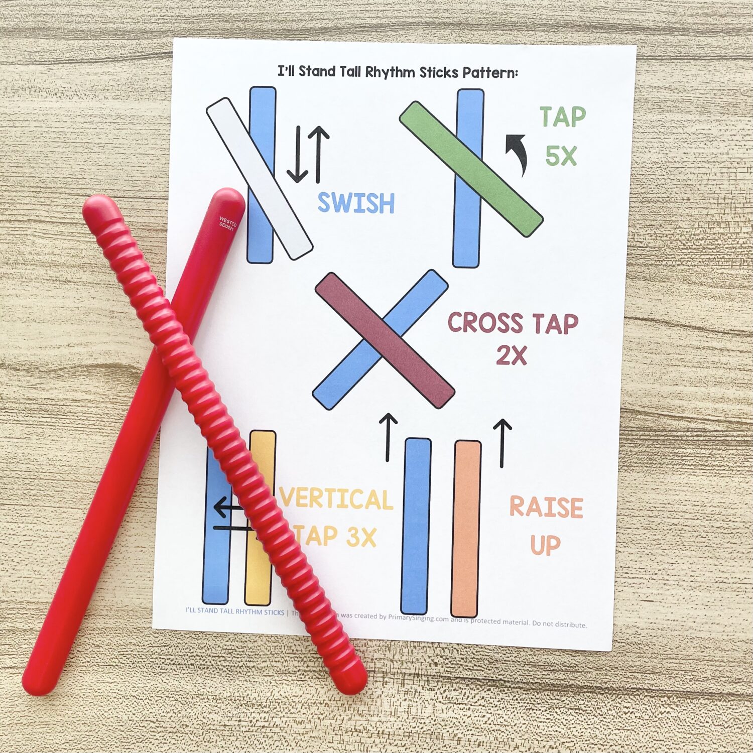I'll Stand Tall Rhythm Sticks 4 I'll Stand Tall Rhythm Sticks - Tap along with this rhythm pattern with easy actions for each line for a fun way to focus on the verse of this primary song. Includes printable song helps for LDS Primary Music Leaders.