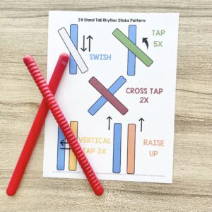 I'll Stand Tall Rhythm Sticks - Tap along with this rhythm pattern with easy actions for each line for a fun way to focus on the verse of this primary song. Includes printable song helps for LDS Primary Music Leaders.