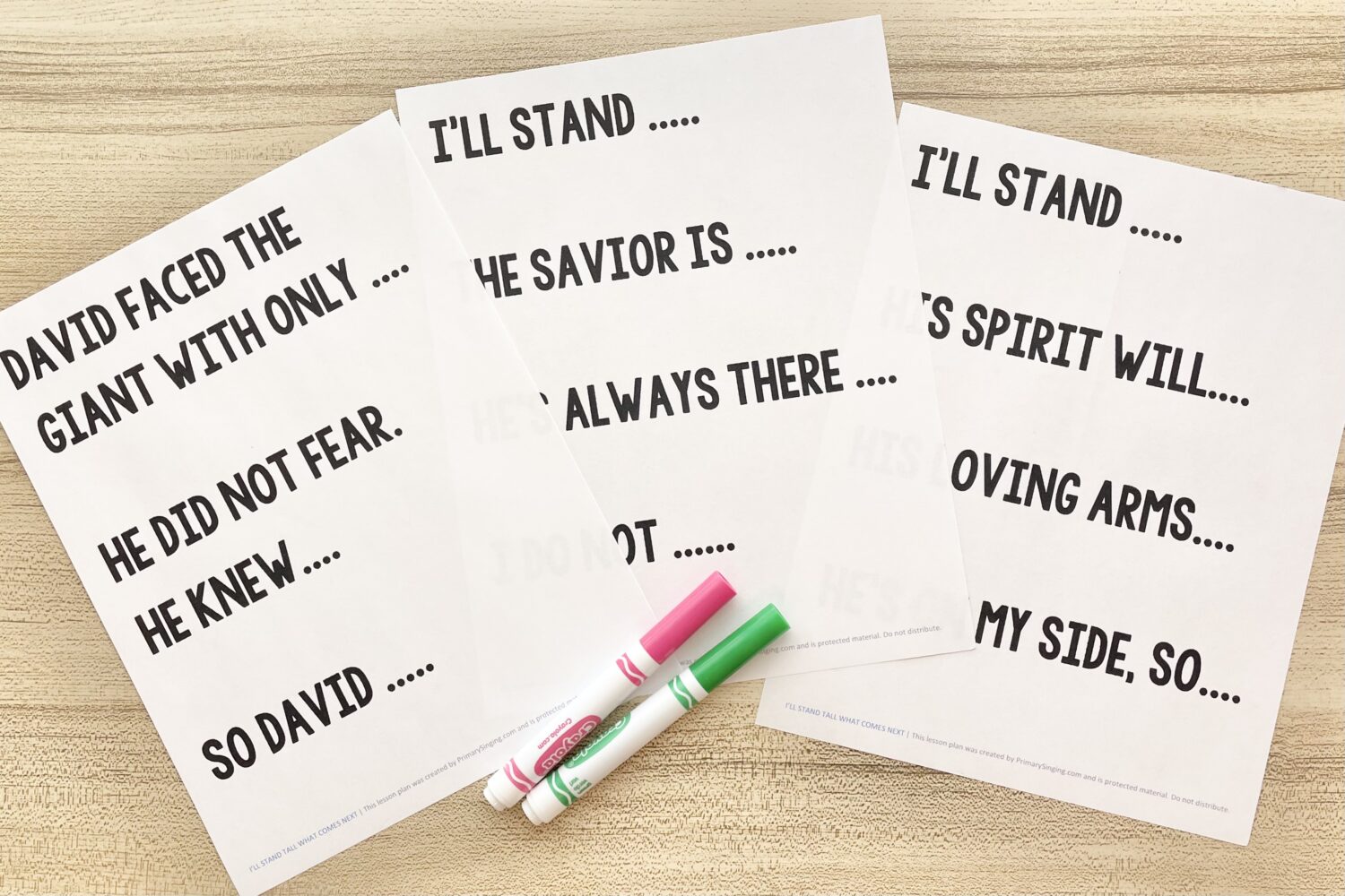 I'll Stand Tall What Comes Next 6 I'll Stand Tall What Comes Next - Complete each phrase by filling in the missing lyrics for a fun way to review this Old Testament primary song with printable song helps for LDS Primary Music Leaders.