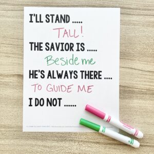 I'll Stand Tall What Comes Next - Complete each phrase by filling in the missing lyrics for a fun way to review this Old Testament primary song with printable song helps for LDS Primary Music Leaders.
