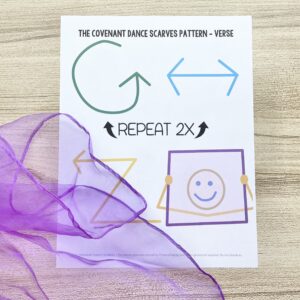 The Covenant Dance Scarves - Use this fun movement idea with simple dance scarves actions for each line as you review this Old Testament primary song with printable song helps for LDS Primary Music Leaders.