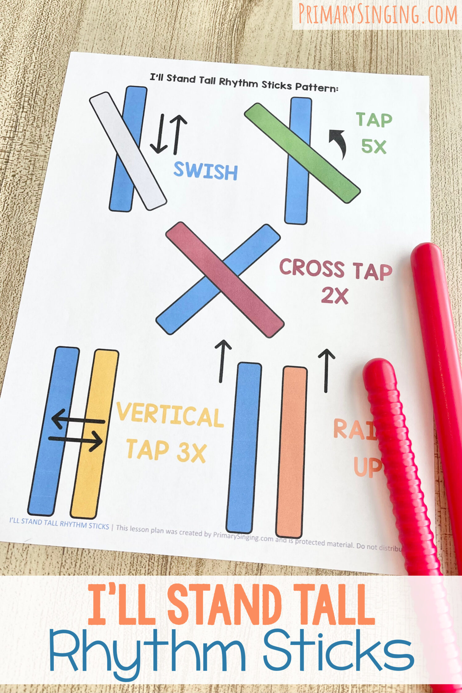 I'll Stand Tall Rhythm Sticks 1 I'll Stand Tall Rhythm Sticks - Tap along with this rhythm pattern with easy actions for each line for a fun way to focus on the verse of this primary song. Includes printable song helps for LDS Primary Music Leaders.