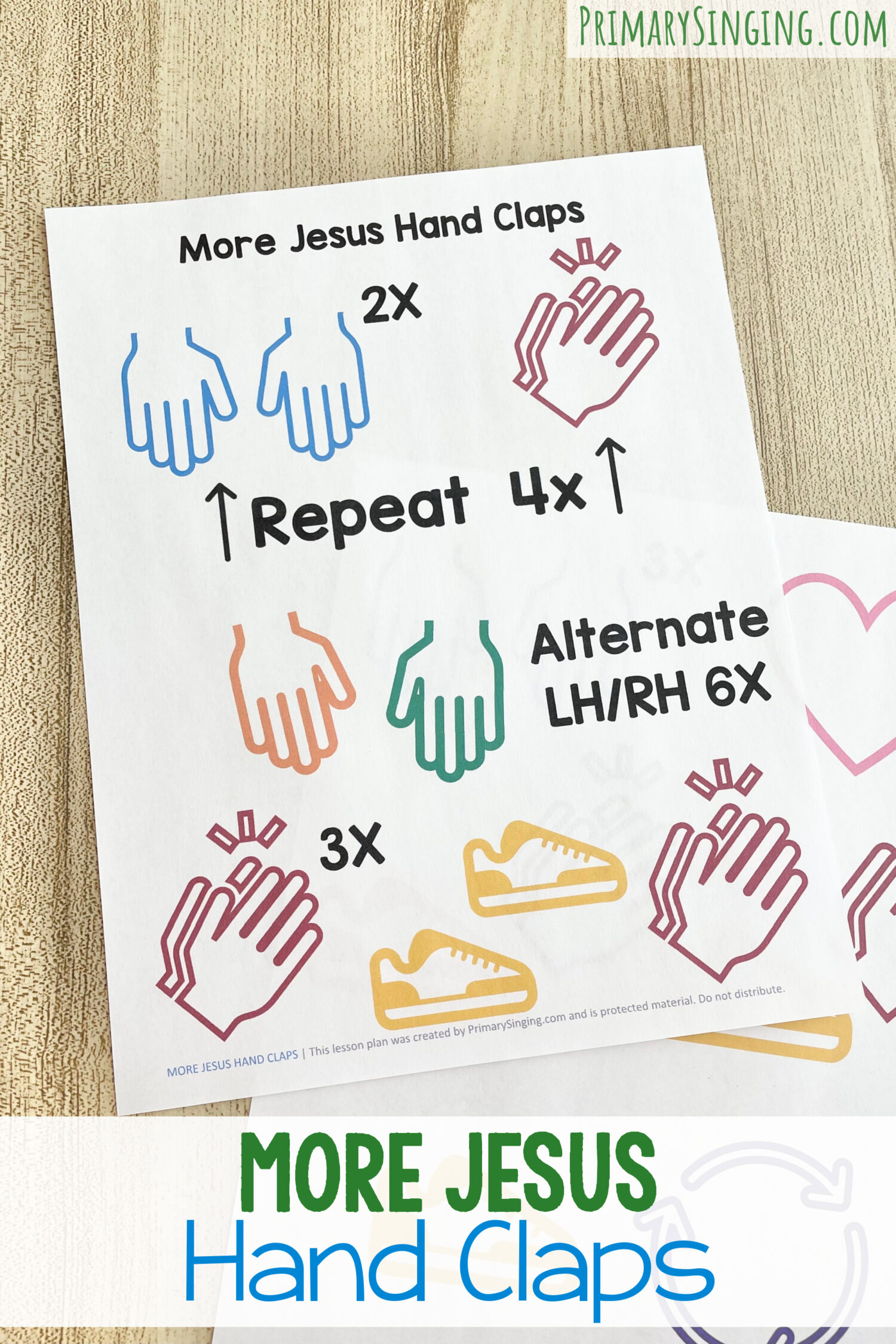 More Jesus Hand Claps - Follow this simple clapping pattern to engage both Junior and Senior primary children as you teach this new song in primary! Includes printable song helps for LDS Primary Music Leaders and families.