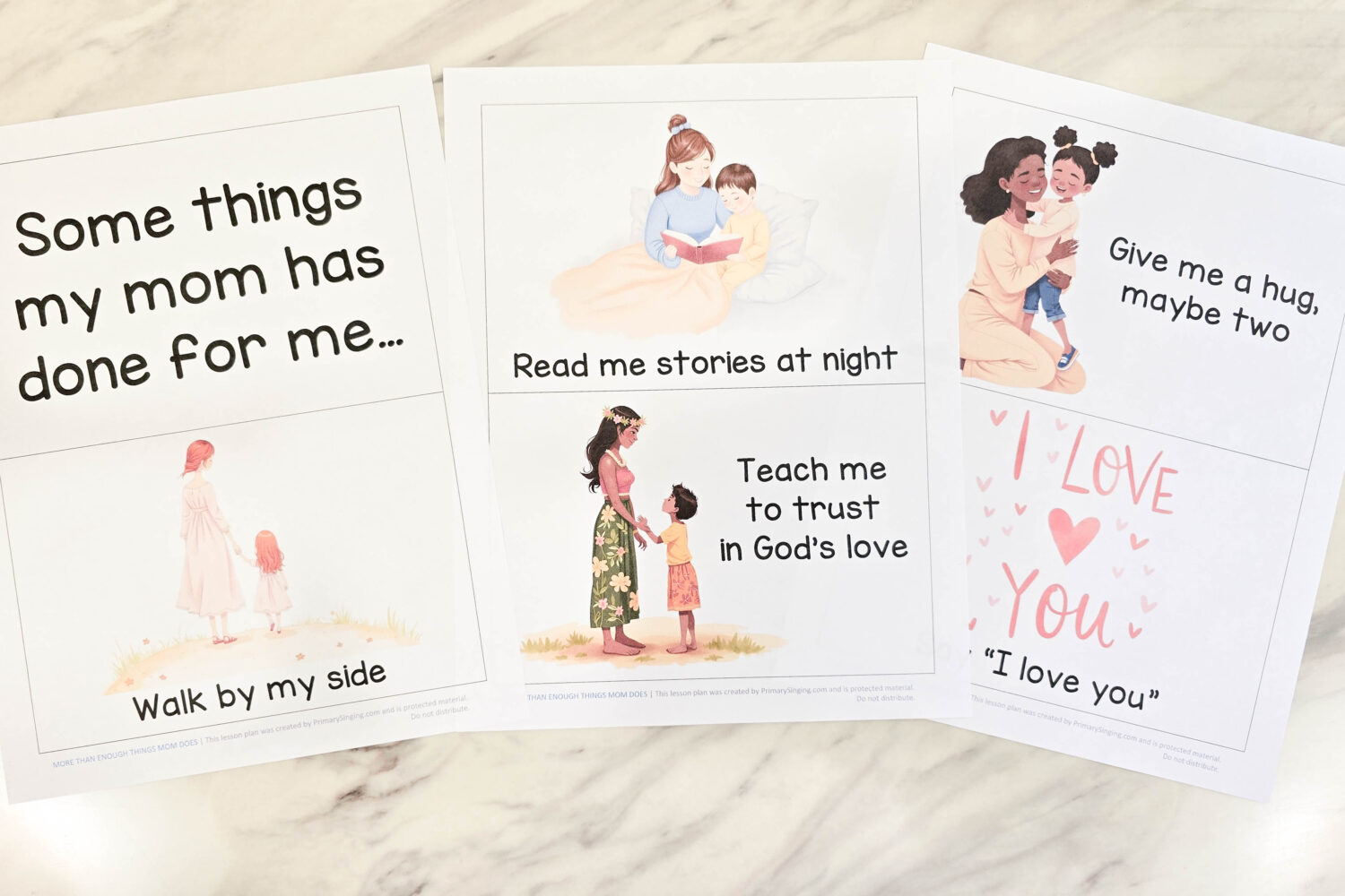 More Than Enough Things Mom Does 6 More Than Enough Things Mom Does - Use this adorable visual singing time lesson plan to help the children learn the song lyrics while also thinking about the words in the way of realizing all the things their mom does for them! Printable song helps for LDS Primary Music Leaders teaching this sweet Mother's Day song.