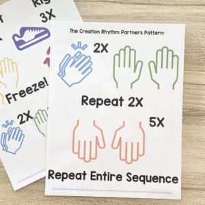 The Creation Rhythm Partners - Try this partner movement pattern with simple actions for a fun way to get everyone involved during singing time!