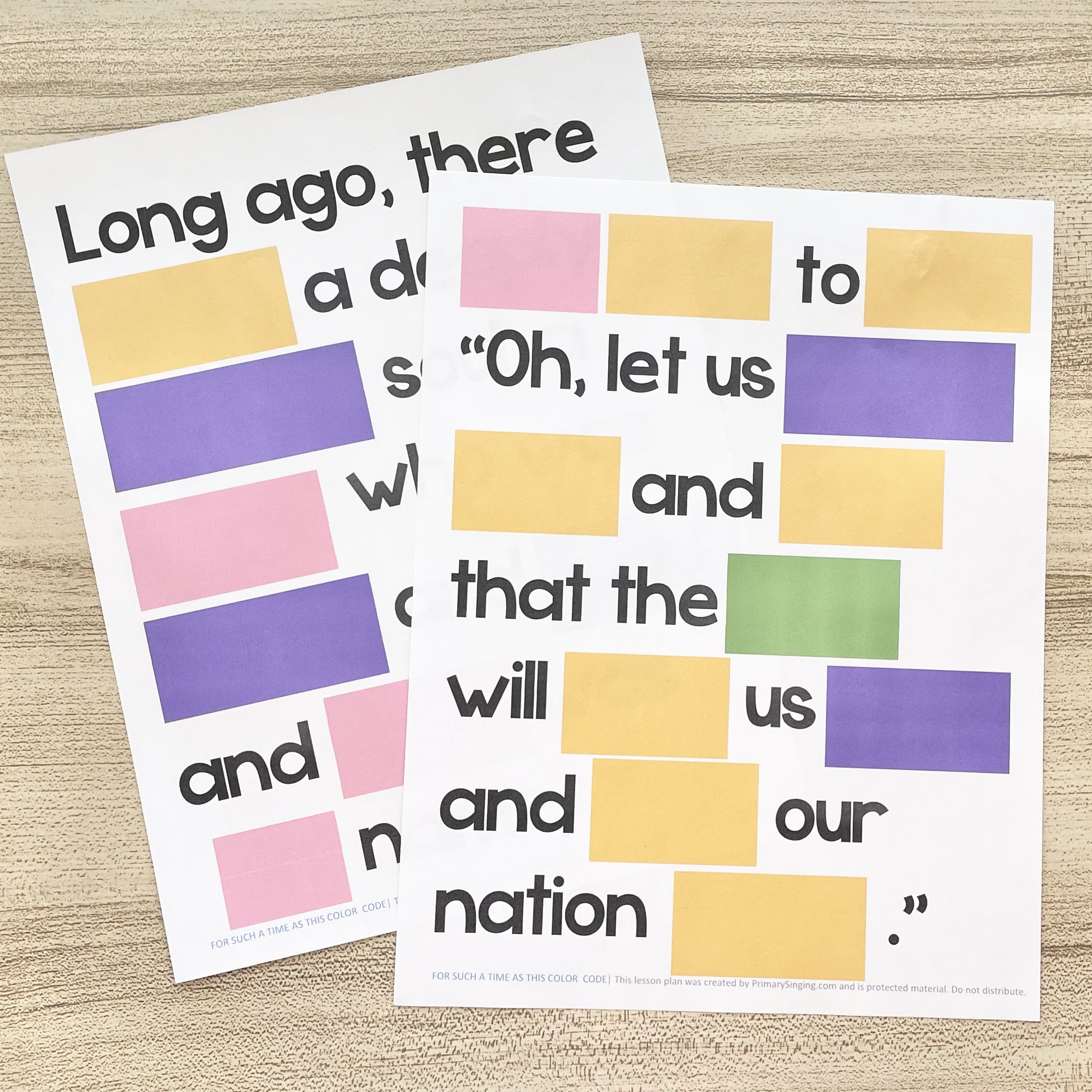 For Such a Time as This Color Code - Primary Singing