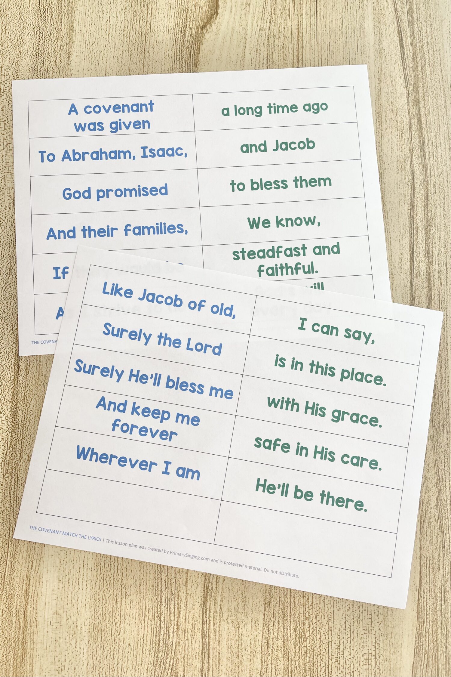 The Covenant Match the Lyrics 2 The Covenant Match the Lyrics - Match the words to complete each song phrase for a fun way to review this Old Testament primary song with printable song helps for LDS Primary Music Leaders.