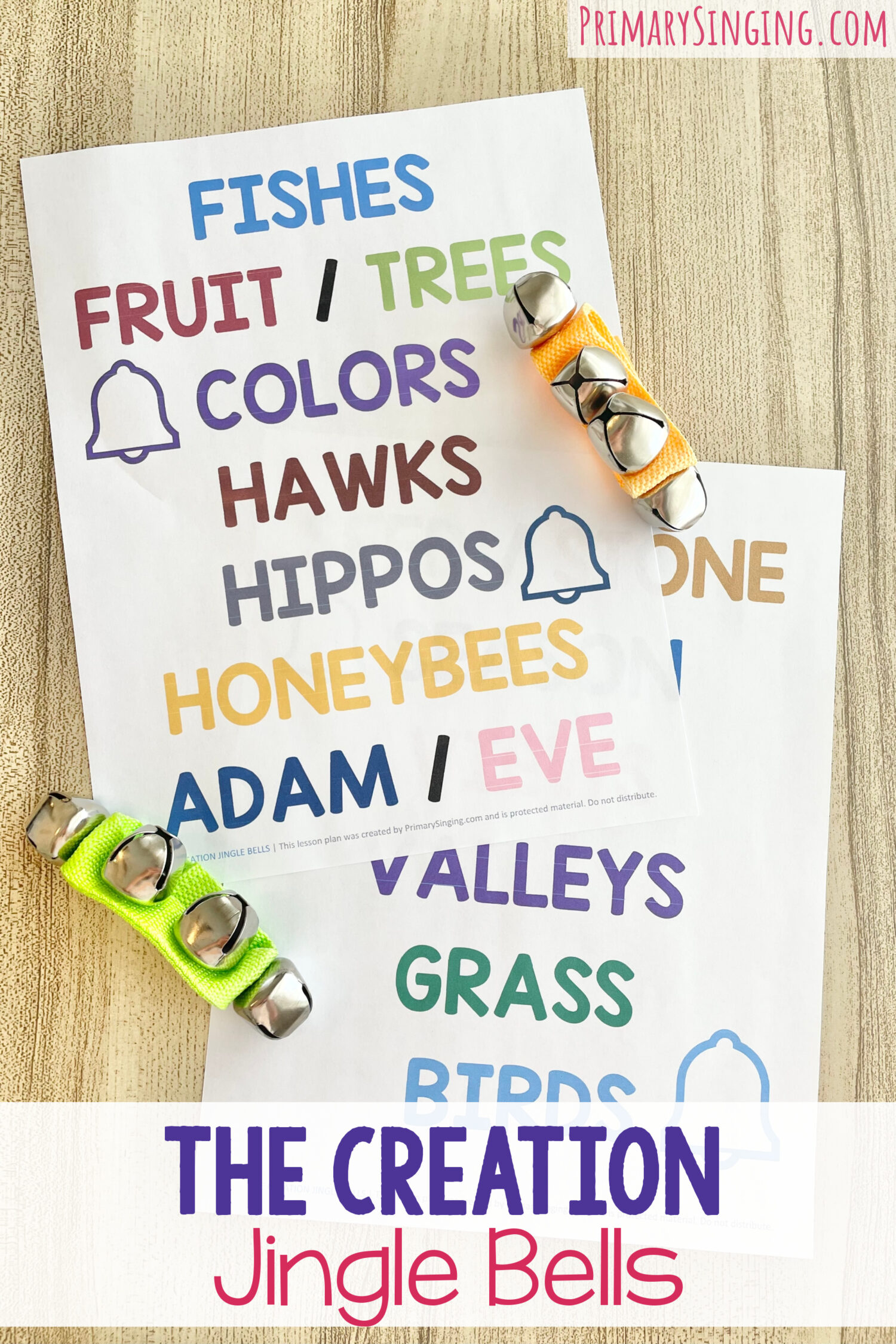 The Creation Jingle Bells - Shake along with keywords as you teach this Old Testament primary song with printable song helps for LDS Primary Music Leaders and families.