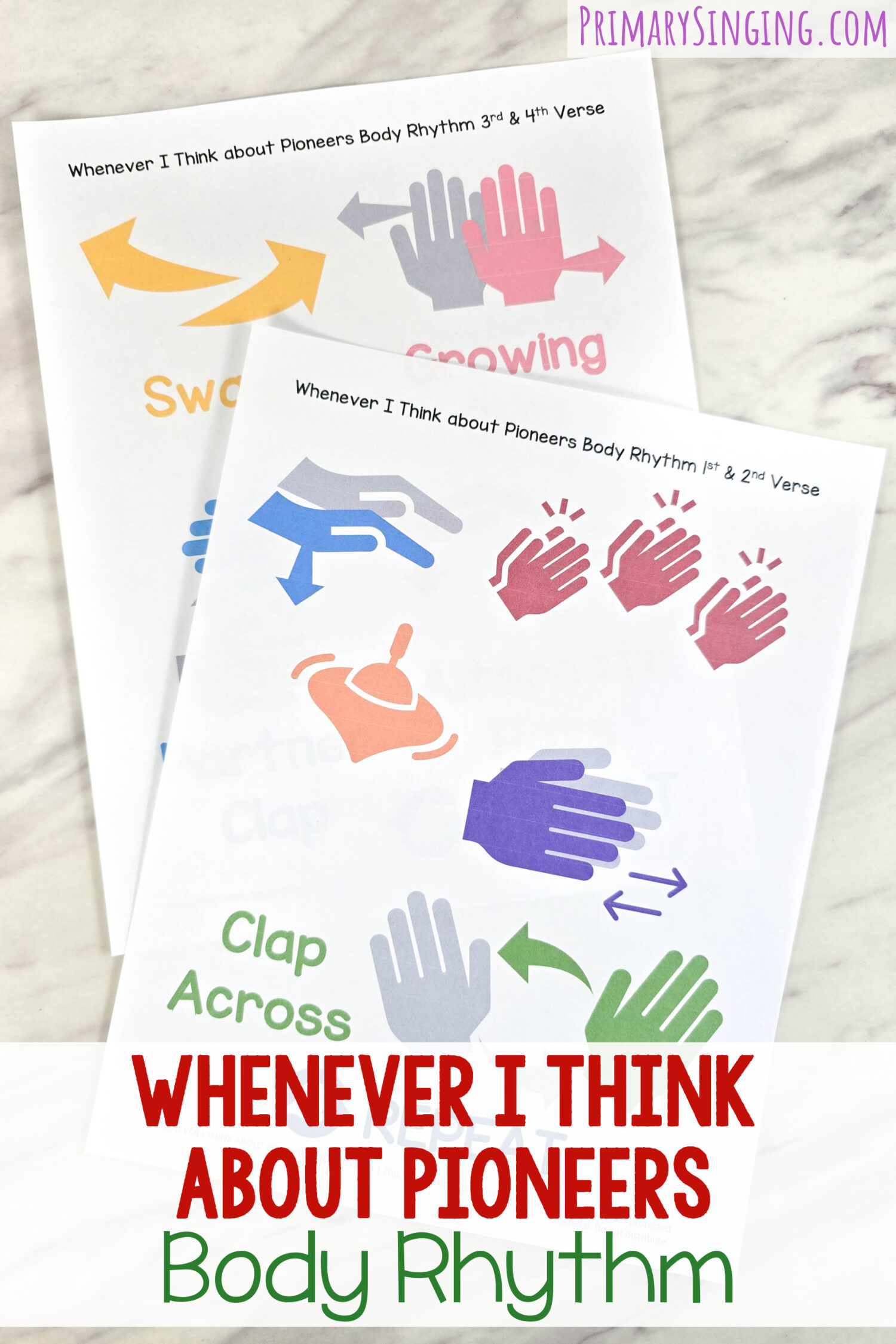 Whenever I Think about Pioneers Body Rhythm 1 Whenever I Think about Pioneers Body Rhythm fun Singing Time lesson plan to help you get everyone up and moving with purpose as you teach the song lyrics! Printable song helps for LDS Primary music leaders.