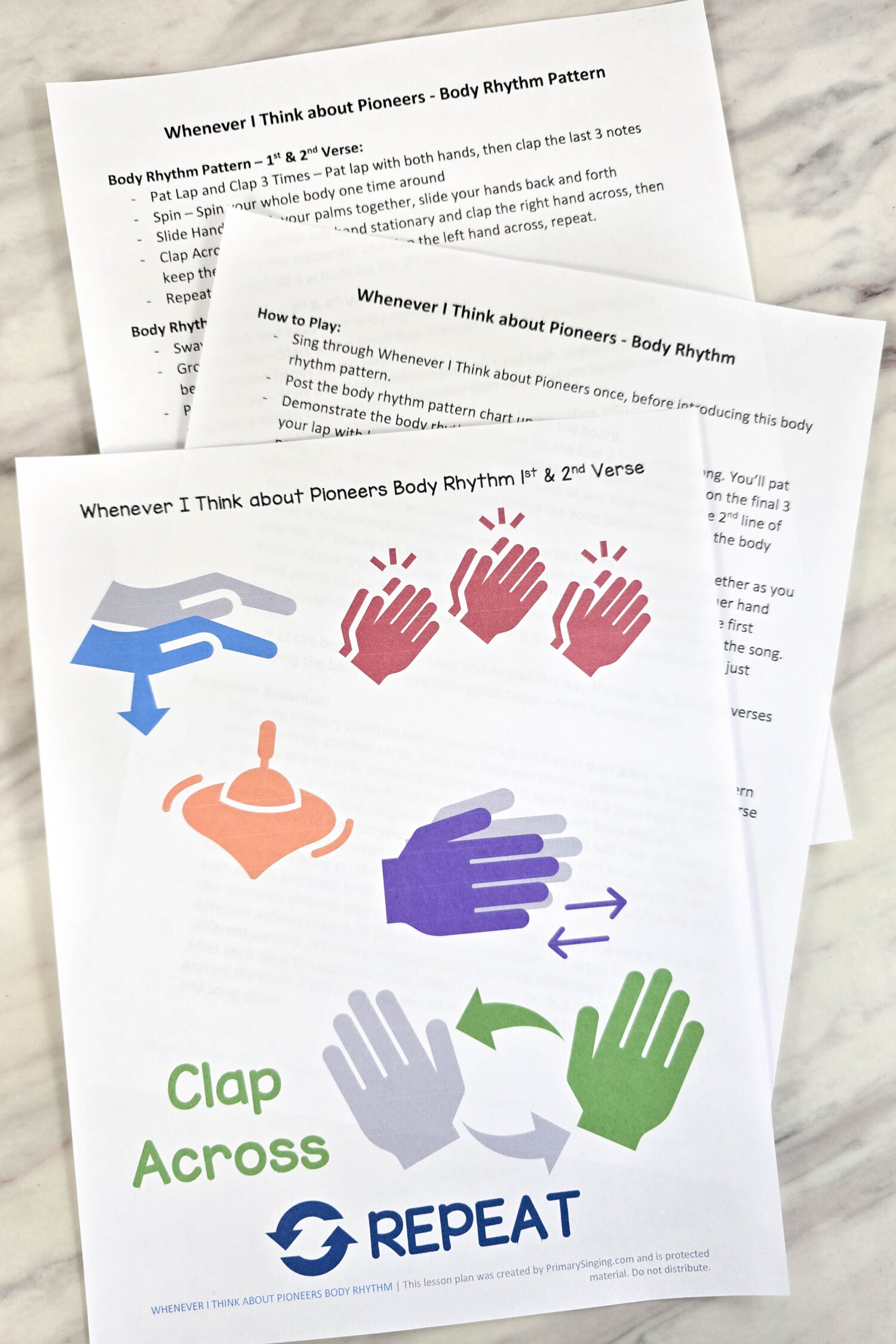 Whenever I Think about Pioneers Body Rhythm 2 Whenever I Think about Pioneers Body Rhythm fun Singing Time lesson plan to help you get everyone up and moving with purpose as you teach the song lyrics! Printable song helps for LDS Primary music leaders.