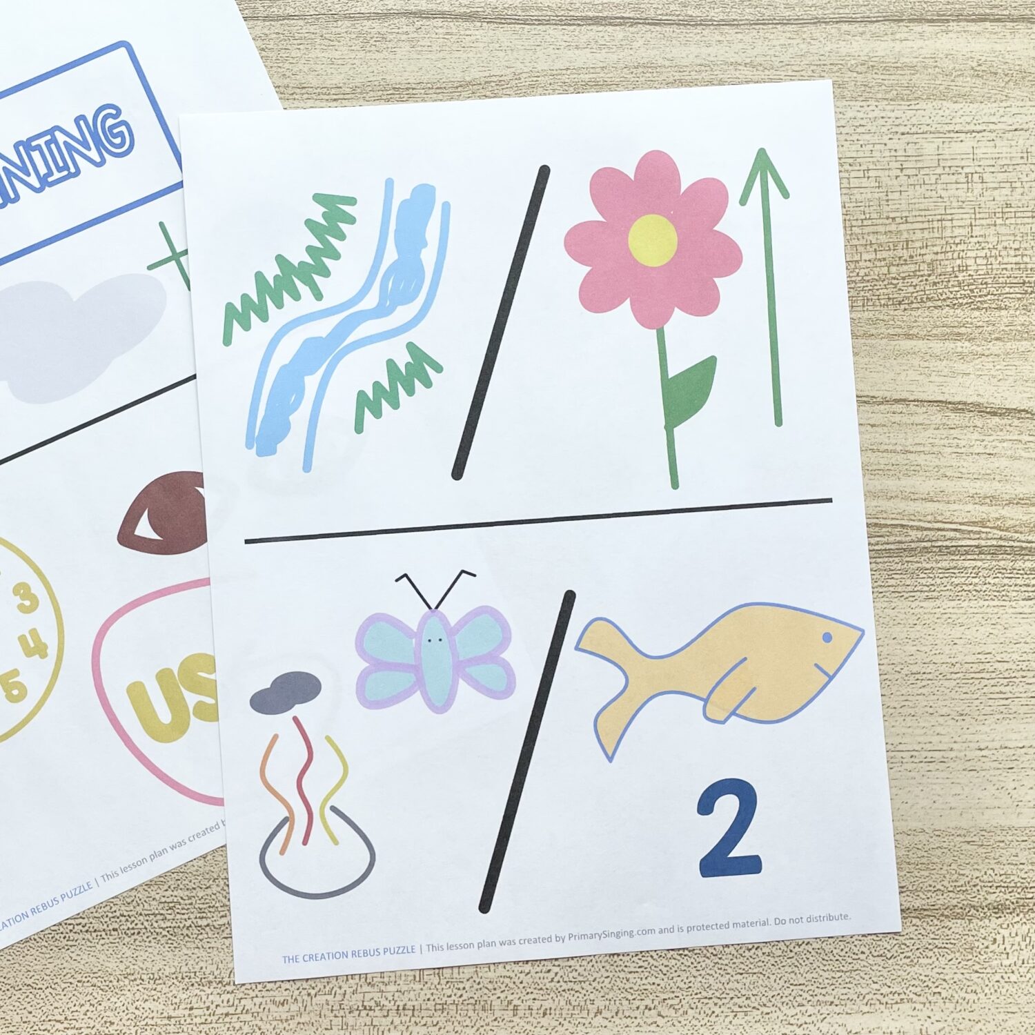 The Creation Rebus Puzzles - Use these fun picture puzzles and engage your logical thinkers as you teach this Old Testament primary song with printable song helps for LDS Primary Music Leaders.