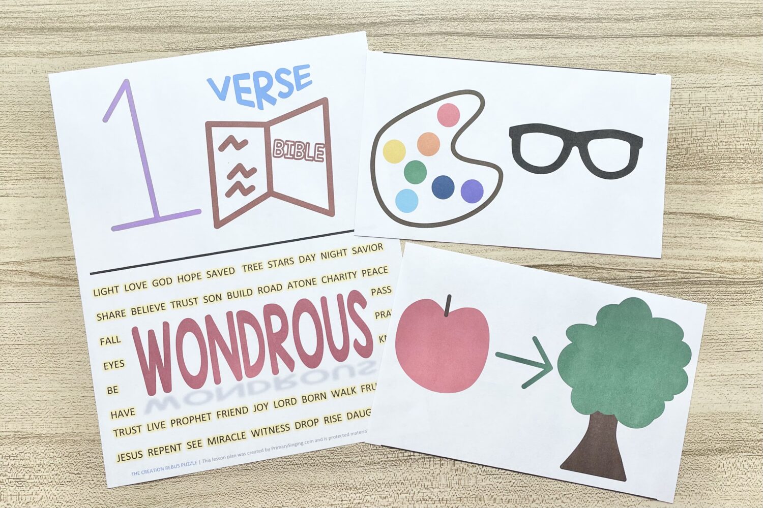 The Creation Rebus Puzzles - Use these fun picture puzzles and engage your logical thinkers as you teach this Old Testament primary song with printable song helps for LDS Primary Music Leaders.