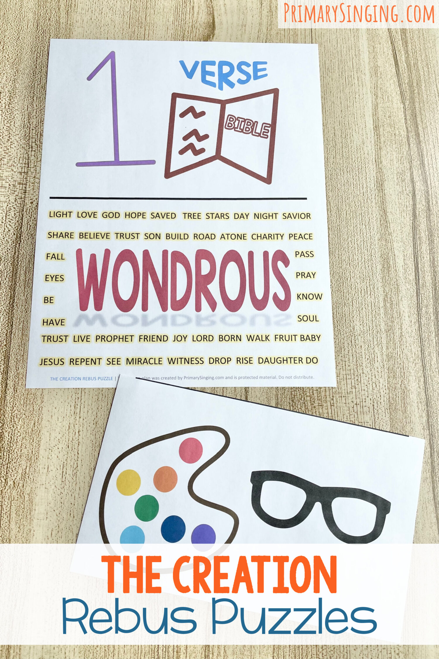 The Creation Rebus Puzzles - Use these fun picture puzzles and engage your logical thinkers as you teach this Old Testament primary song with printable song helps for LDS Primary Music Leaders.