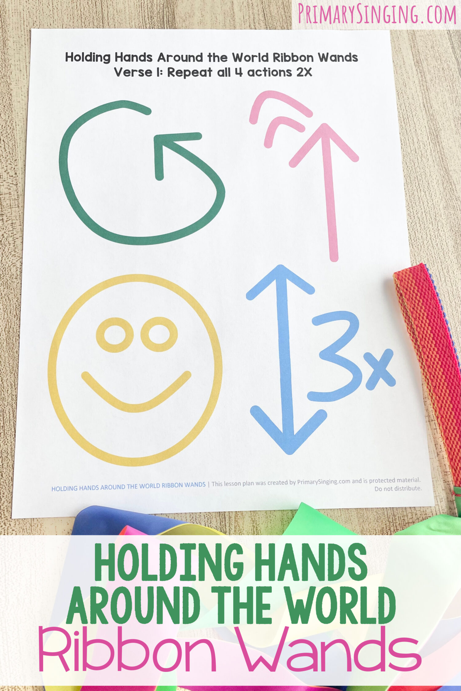 Holding Hands Around the World Ribbon Wands 1 Holding Hands Around the World Ribbon Wands - Follow this fun & easy ribbon wands pattern for an engaging singing time idea with printable song helps for LDS Primary Music Leaders.