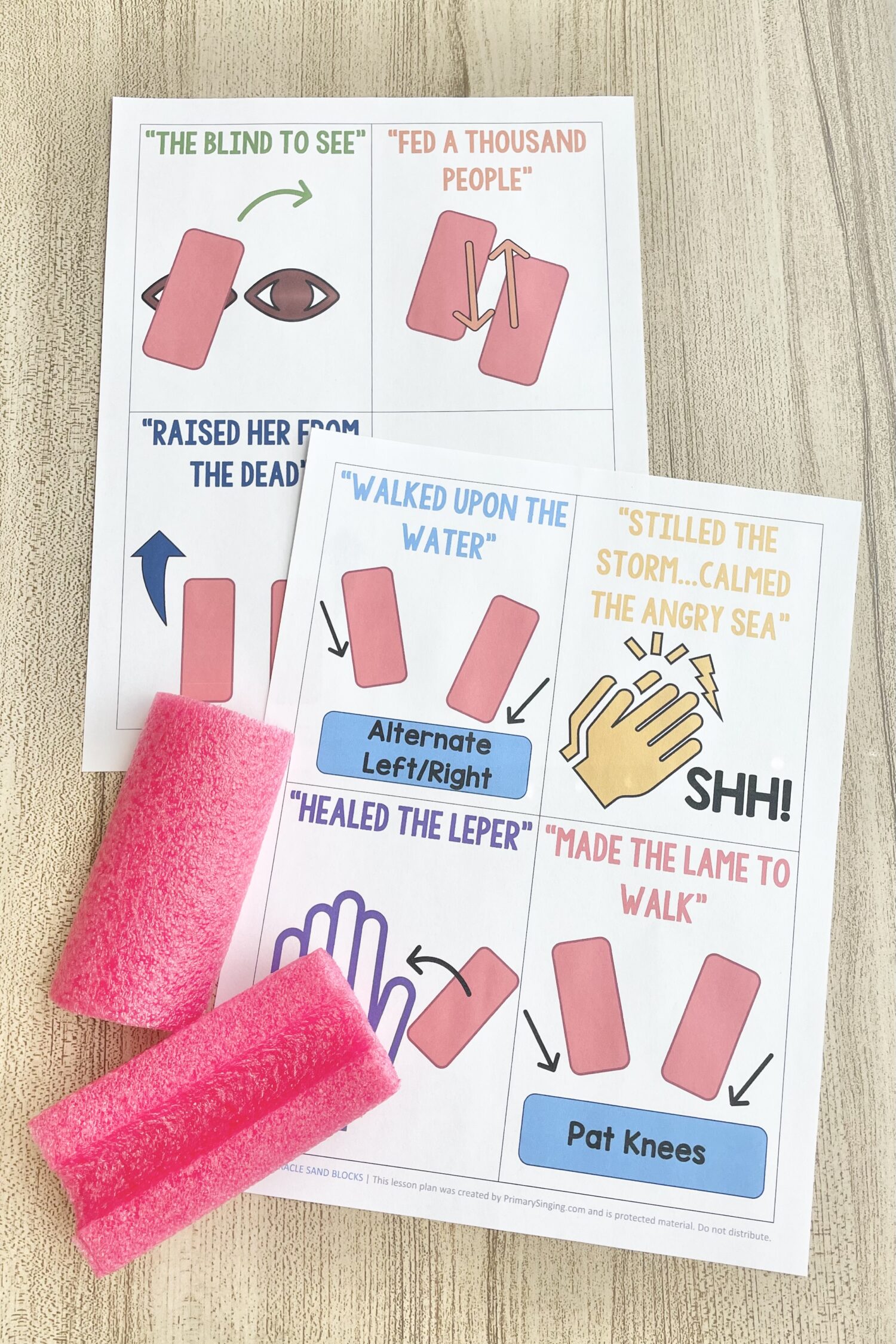 The Miracle Sand Blocks 4 The Miracle Sand Blocks - Follow along with this fun sand blocks pattern with actions for each miracle as you teach this New Testament song in primary.
