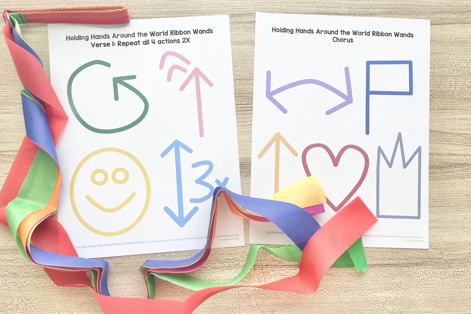 Holding Hands Around the World Ribbon Wands 8 Holding Hands Around the World Ribbon Wands - Follow this fun & easy ribbon wands pattern for an engaging singing time idea with printable song helps for LDS Primary Music Leaders.