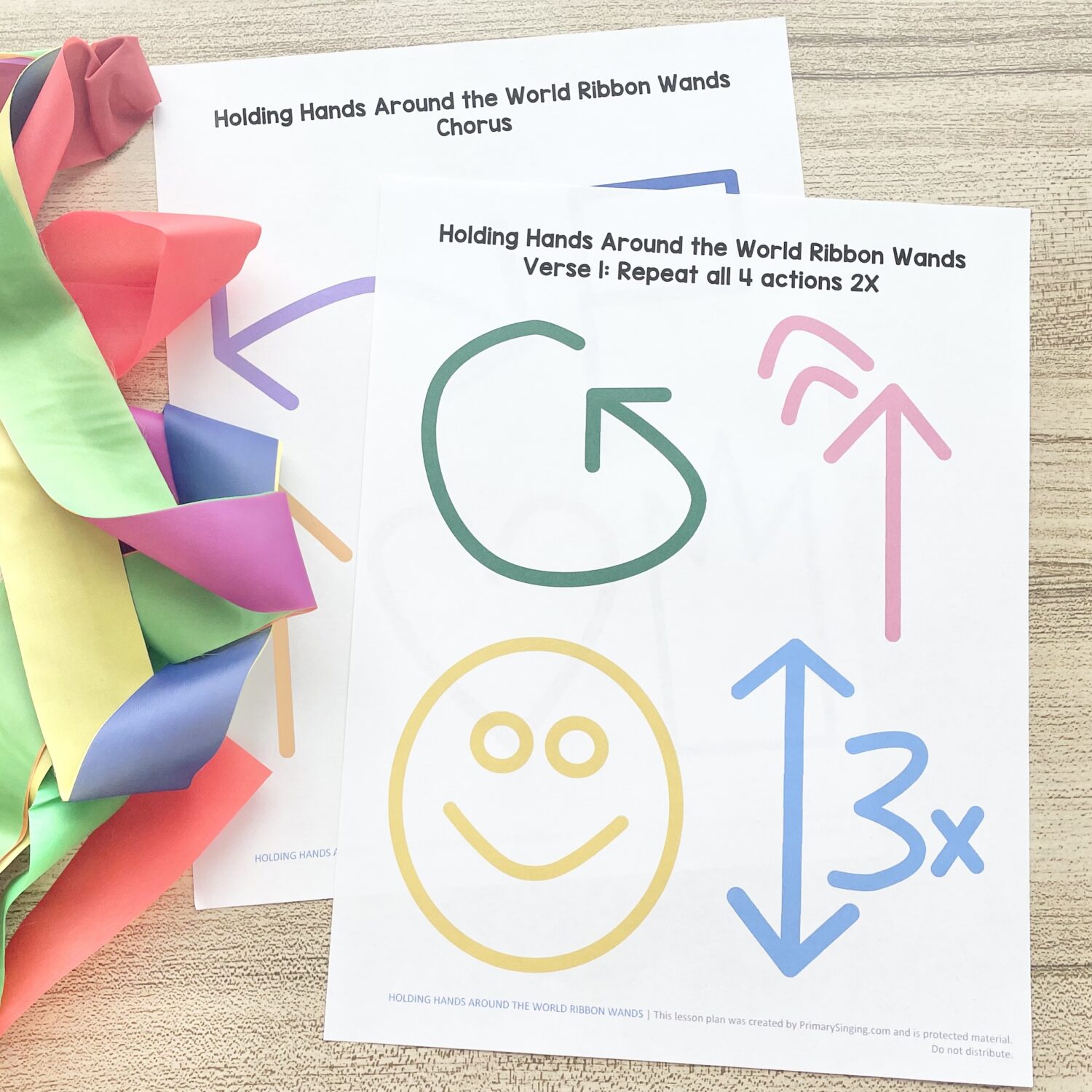 Holding Hands Around the World Ribbon Wands 4 Holding Hands Around the World Ribbon Wands - Follow this fun & easy ribbon wands pattern for an engaging singing time idea with printable song helps for LDS Primary Music Leaders.