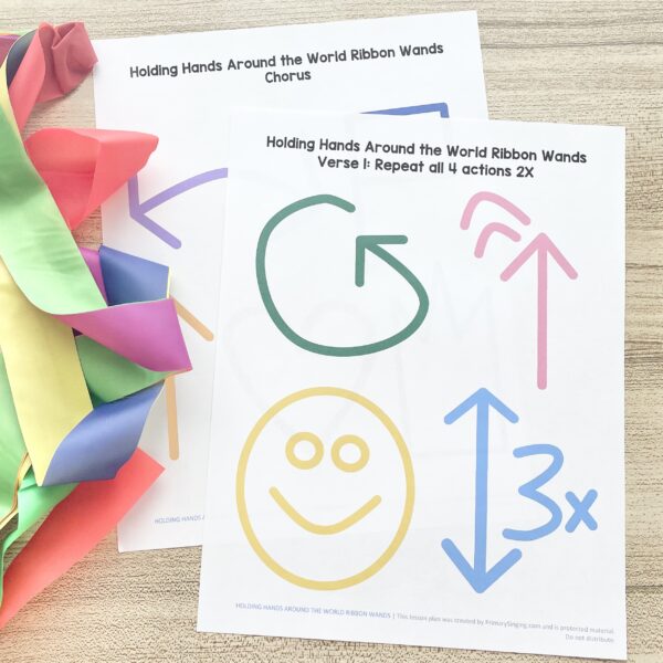 Holding Hands Around the World Ribbon Wands 1 Holding Hands Around the World Ribbon Wands - Follow this fun & easy ribbon wands pattern for an engaging singing time idea with printable song helps for LDS Primary Music Leaders.