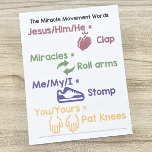 The Miracle Movement Words - Pair keywords with simple actions for a unique way to incorporate movement as you teach this Come Follow Me New Testament primary song with printable song helps for LDS Primary Music Leaders and families.